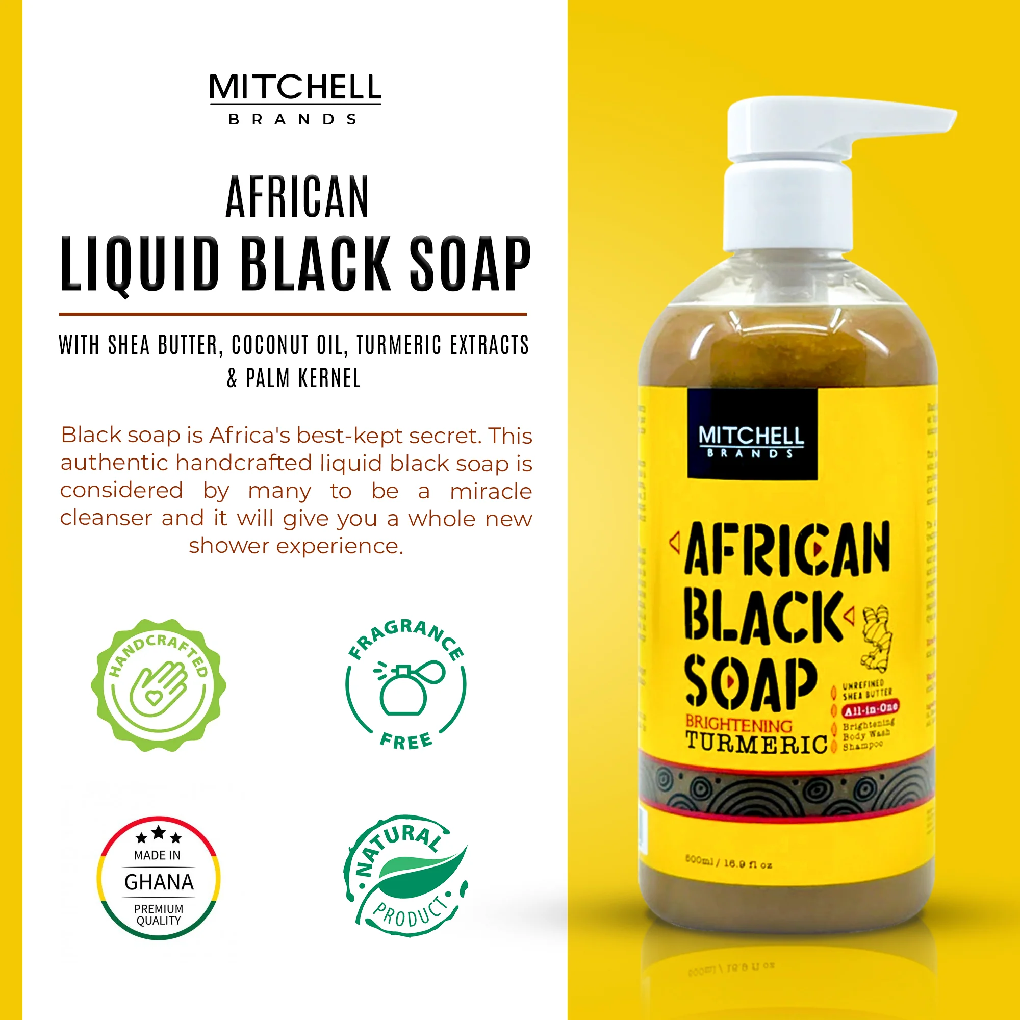 African Liquid Black Soap with Jamaican Castor Oil 500 ml (New) - Image 3