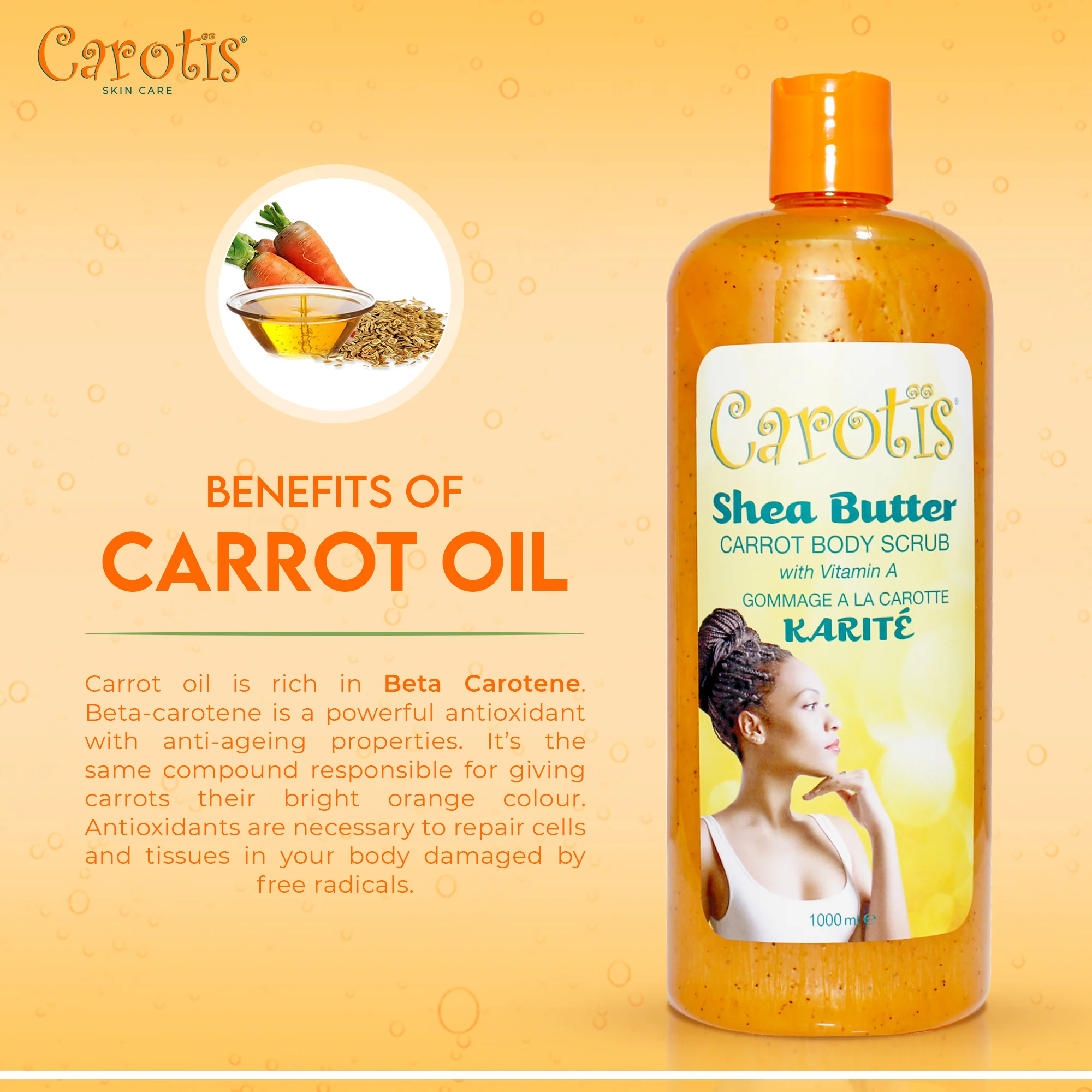 Carotis Shea Butter Carrot Body Wash With Vitamin A 1000ml / 33.8 fl oz - Image 5