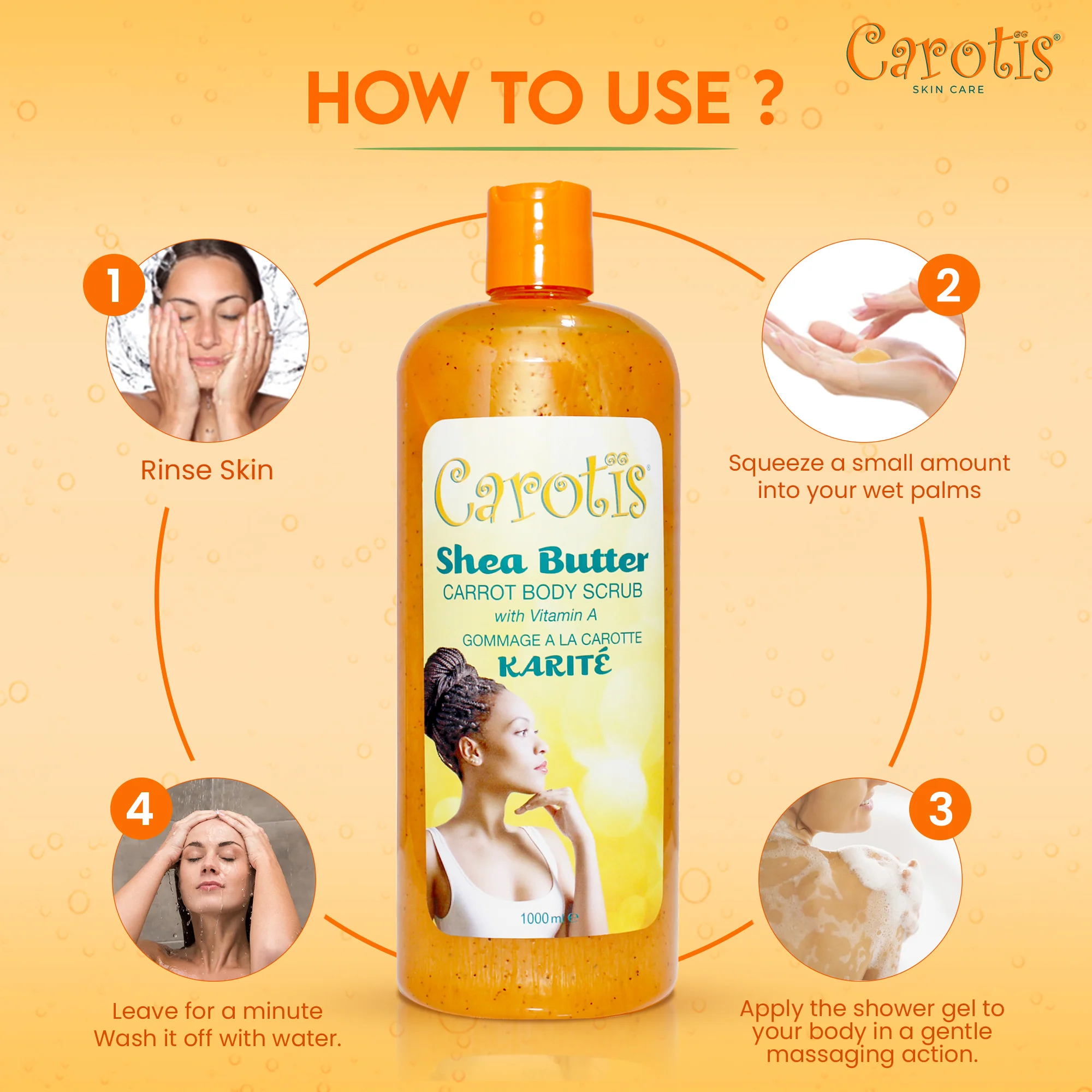 Carotis Shea Butter Carrot Body Wash With Vitamin A 1000ml / 33.8 fl oz - Image 7