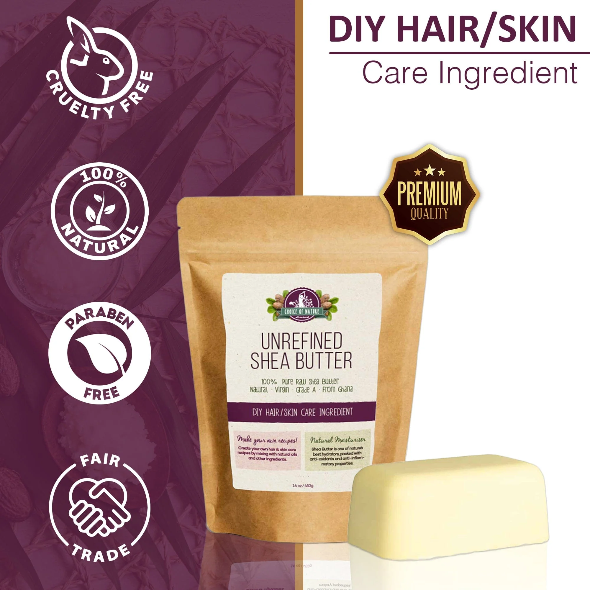 Choice of Nature Unrefined Shea Butter Bar 16oz - Image 5