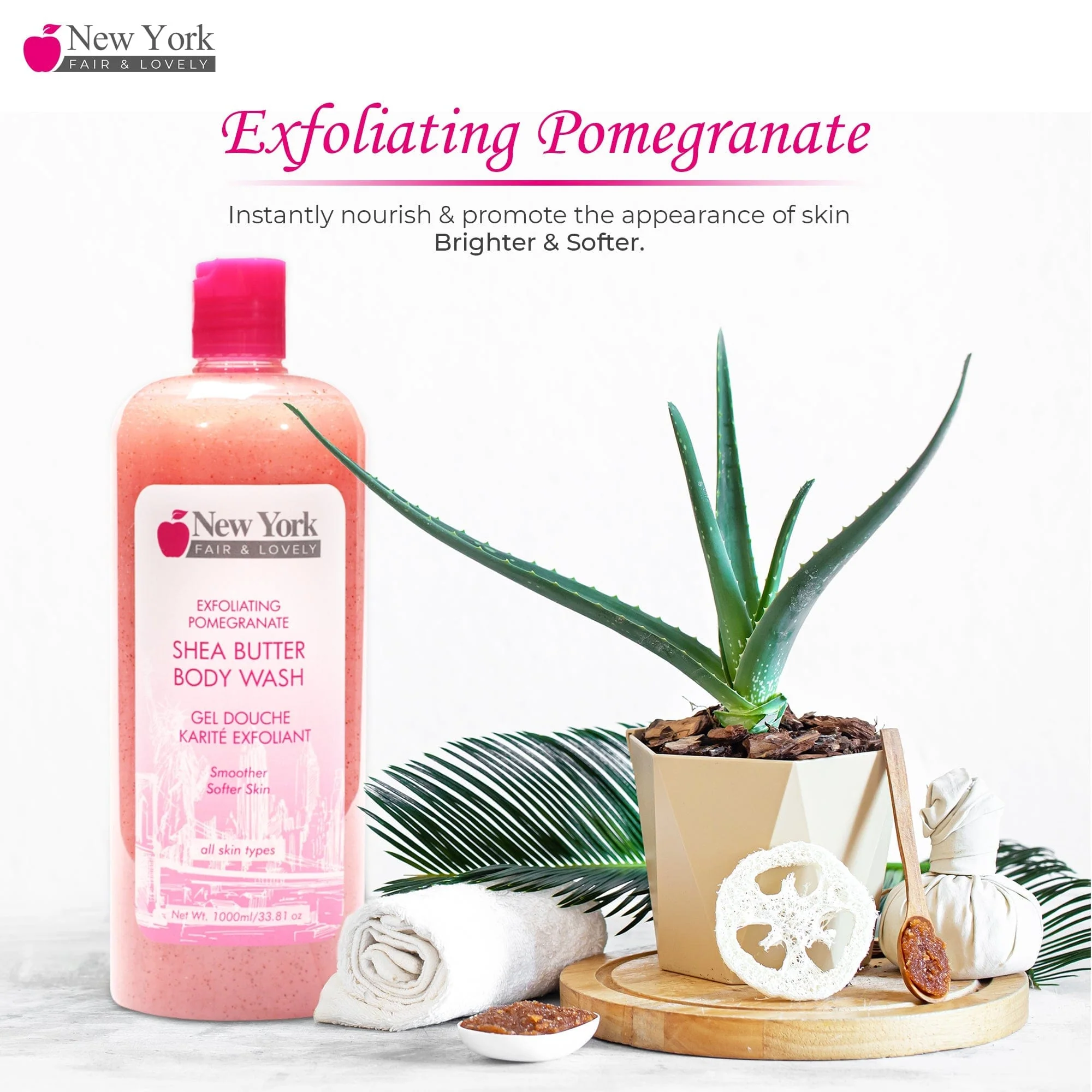 New York Fair & Lovely Exf. Pomegranate Shea Butter Body Wash - 1000ml / 33.81 Oz - Image 6