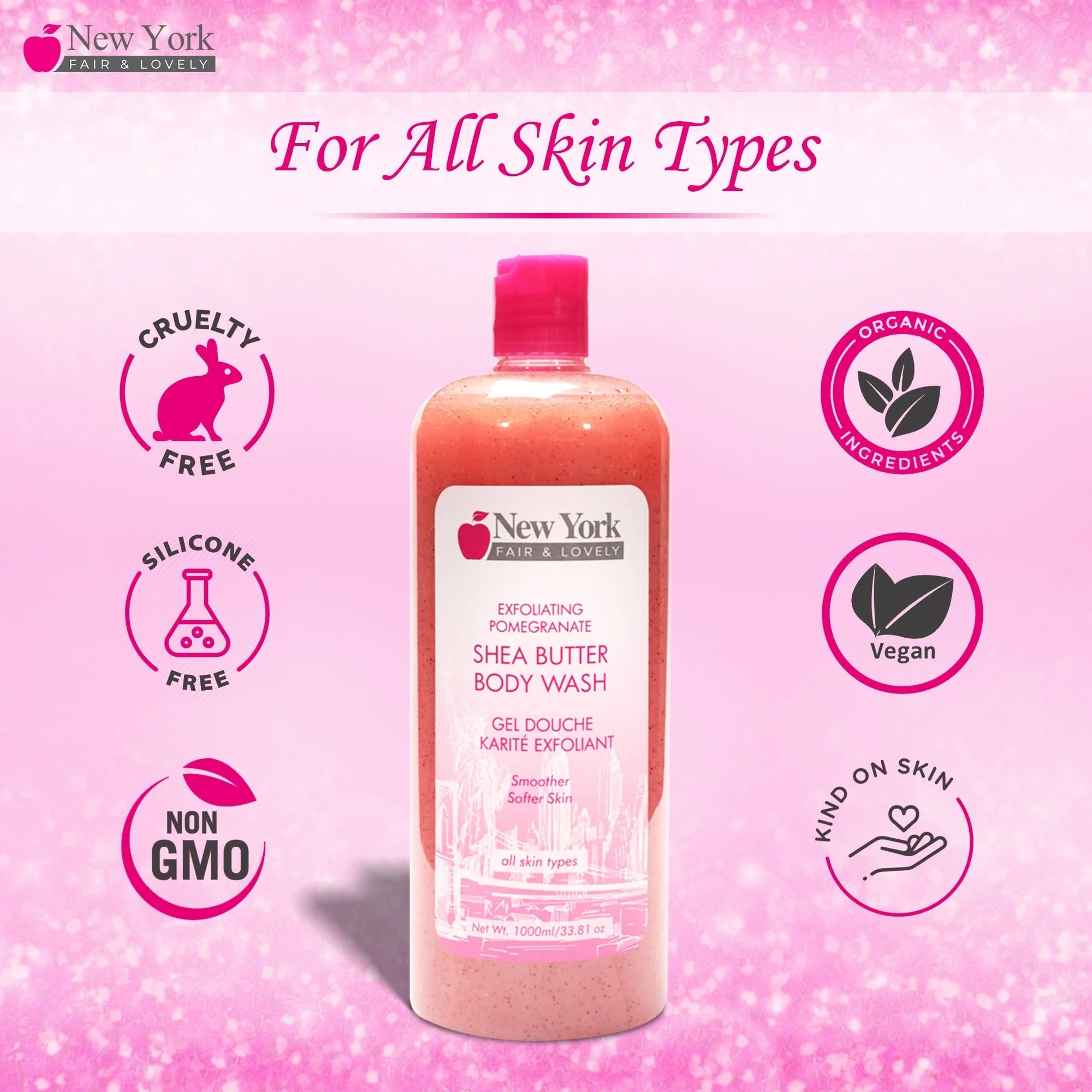 New York Fair & Lovely Exf. Pomegranate Shea Butter Body Wash - 1000ml / 33.81 Oz - Image 7