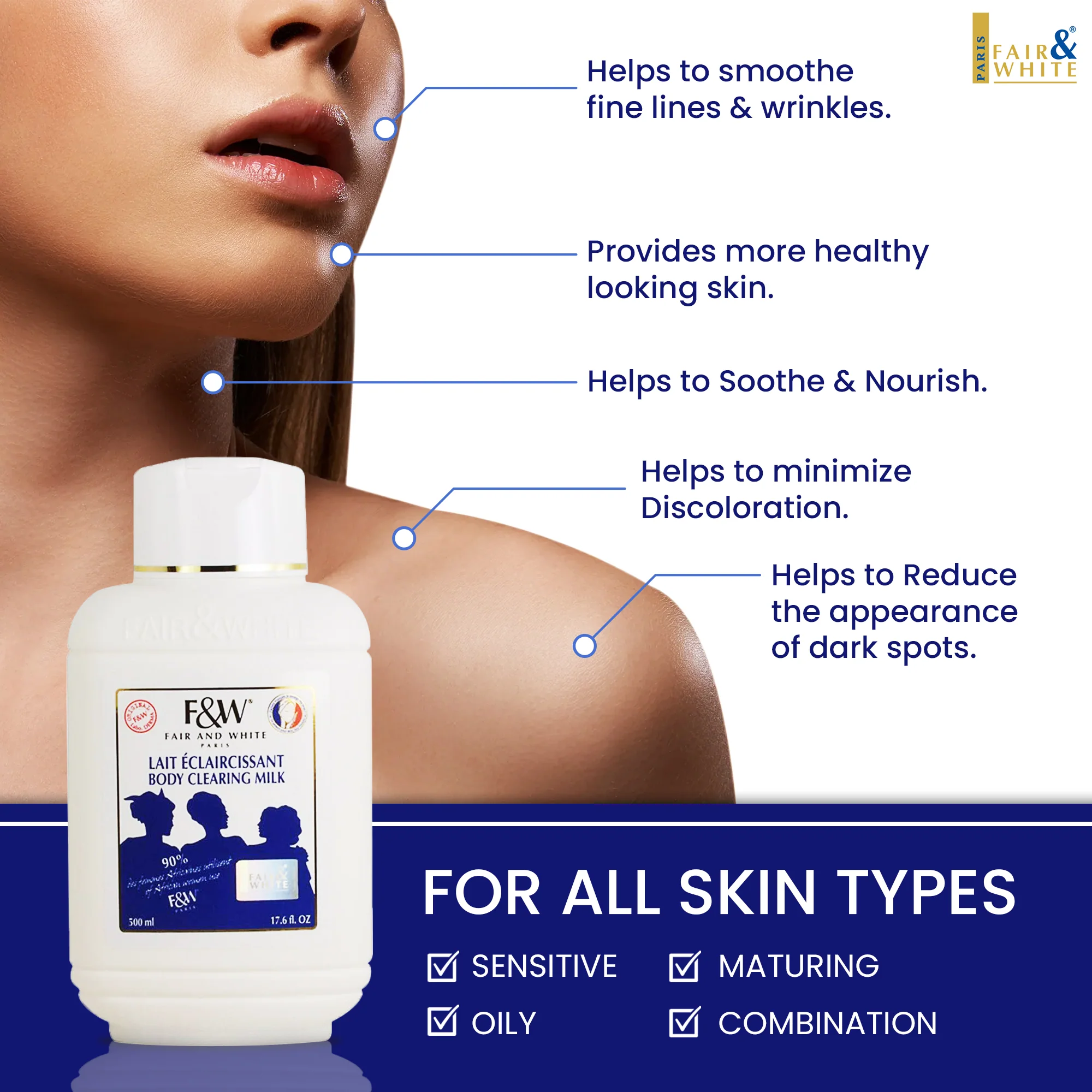 Fair and White Original Body Clearing Milk 500ml - Image 5