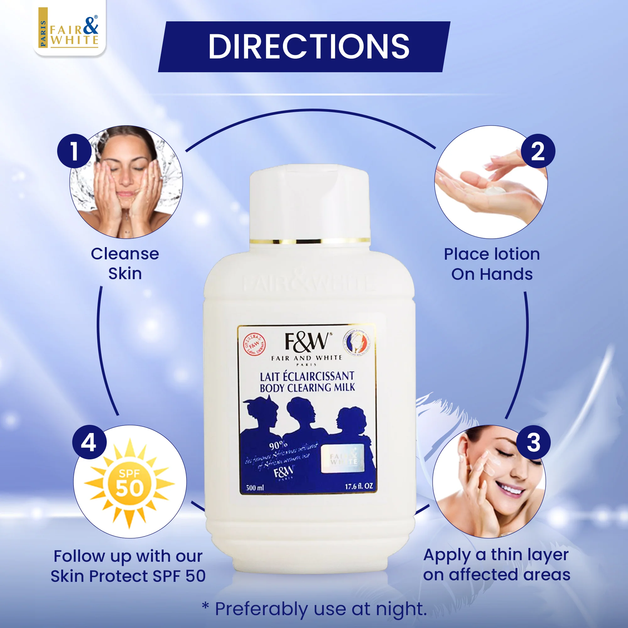 Fair and White Original Body Clearing Milk 500ml - Image 6