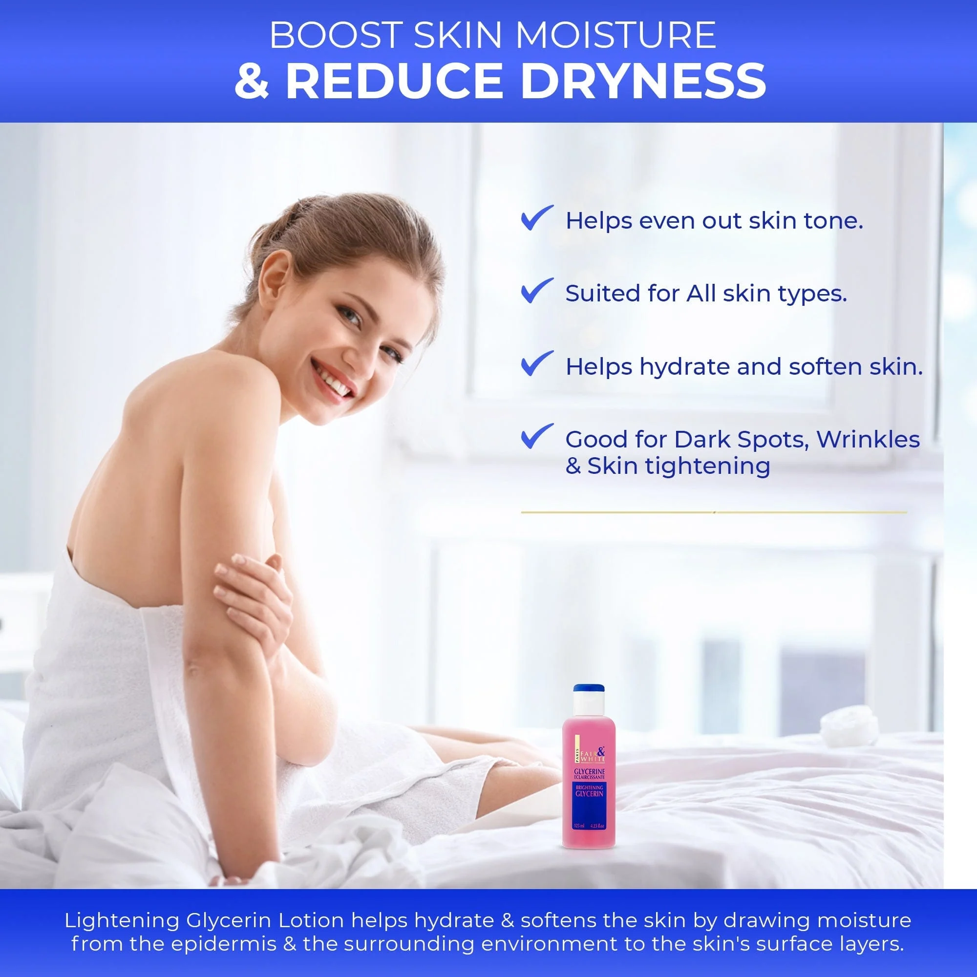 Fair & White Original Lightening Glycerin Lotion NHQ - Smoothes Skin Complexion - 125ml / 4.23 fl oz - Image 4