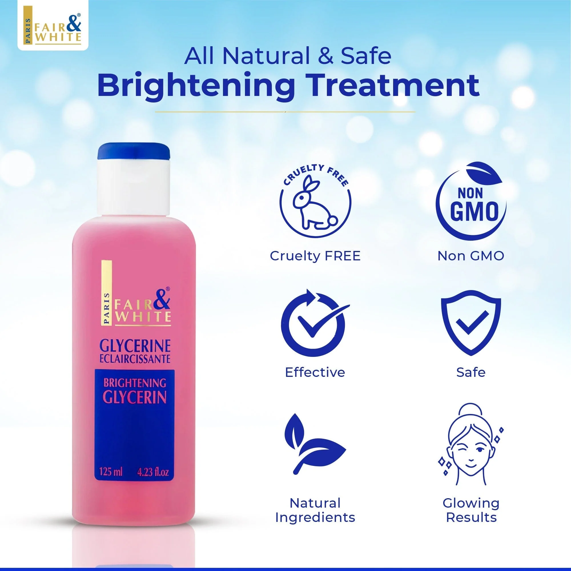 Fair & White Original Lightening Glycerin Lotion NHQ - Smoothes Skin Complexion - 125ml / 4.23 fl oz - Image 7