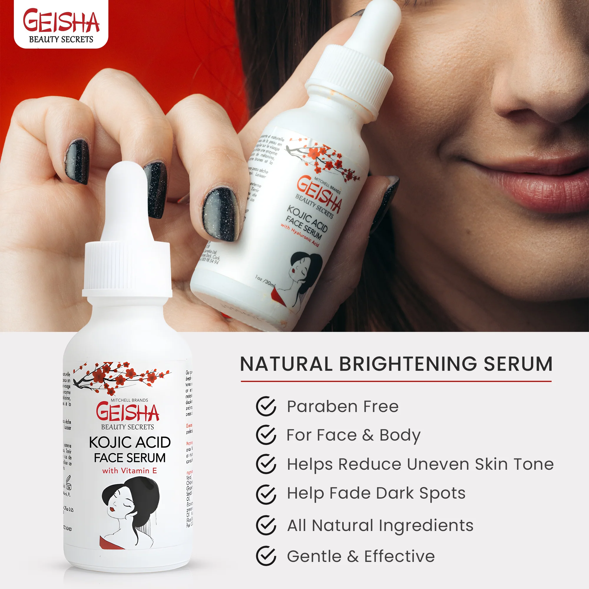 Geisha Kojic Acid Face Brightening Serum - Gluten-free serum - 30ml / 1 fl oz - Image 3