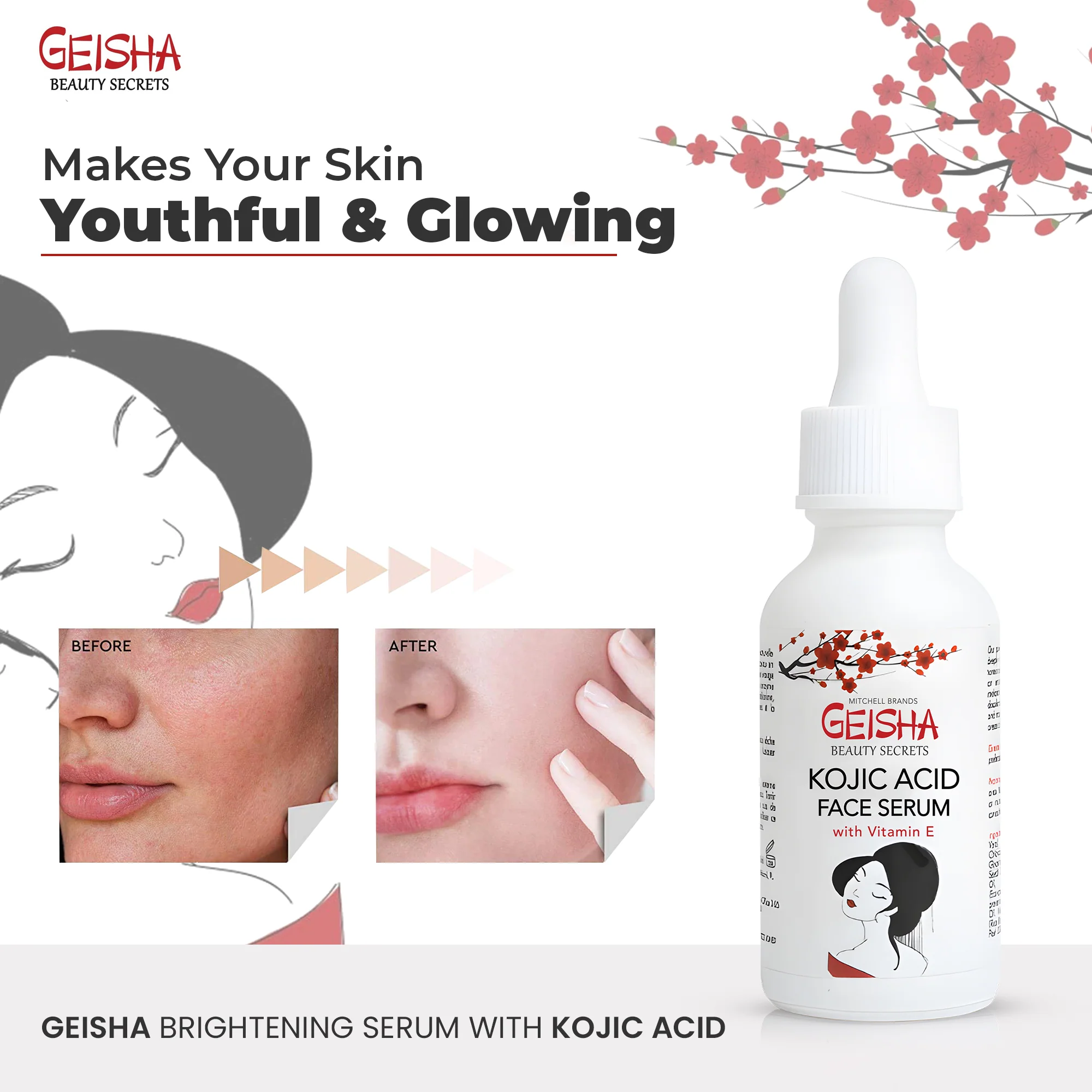 Geisha Kojic Acid Face Brightening Serum - Gluten-free serum - 30ml / 1 fl oz - Image 6