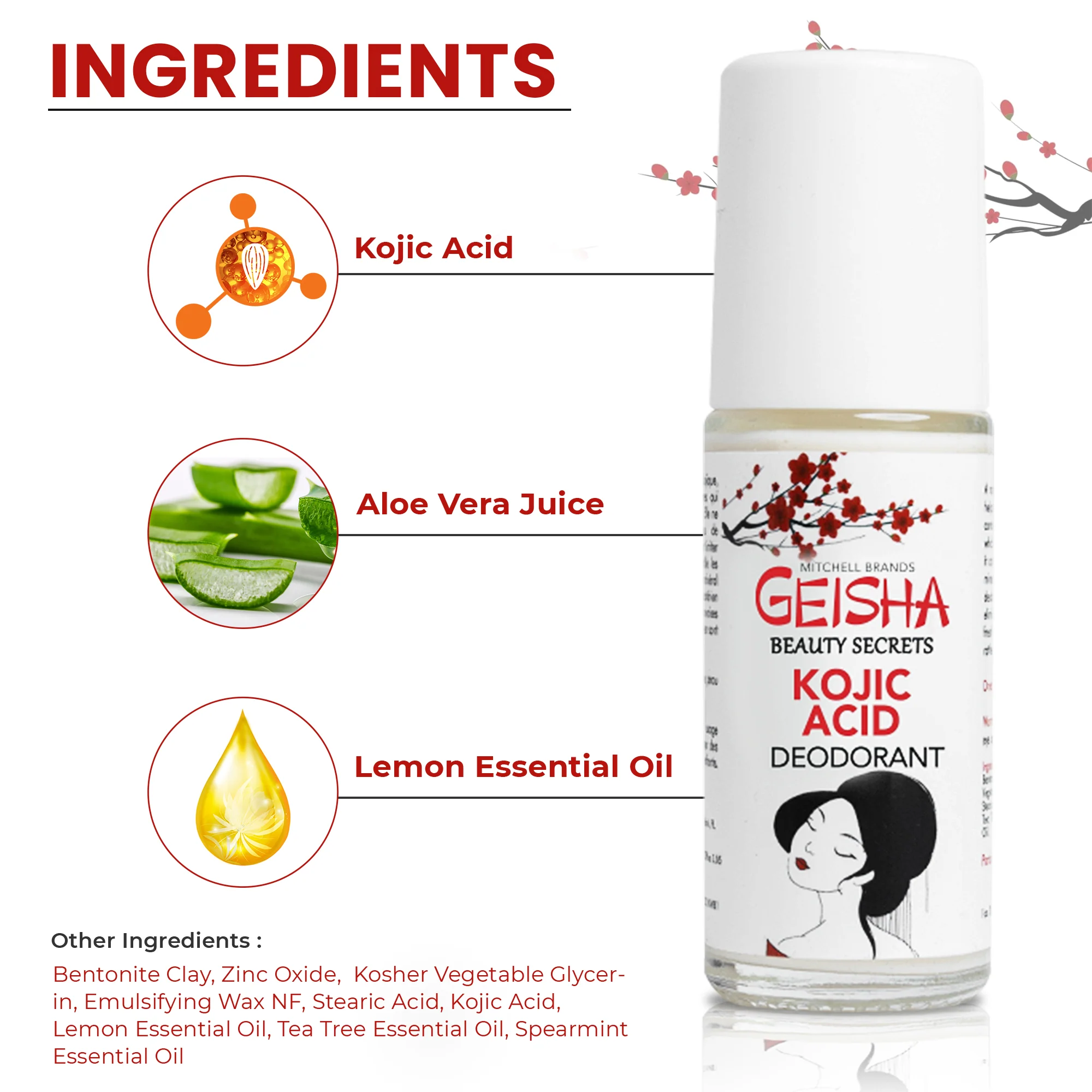 Geisha Brightening Deodorant - Kojic Acid Deodorant - 30ml / 1 fl oz - Image 3