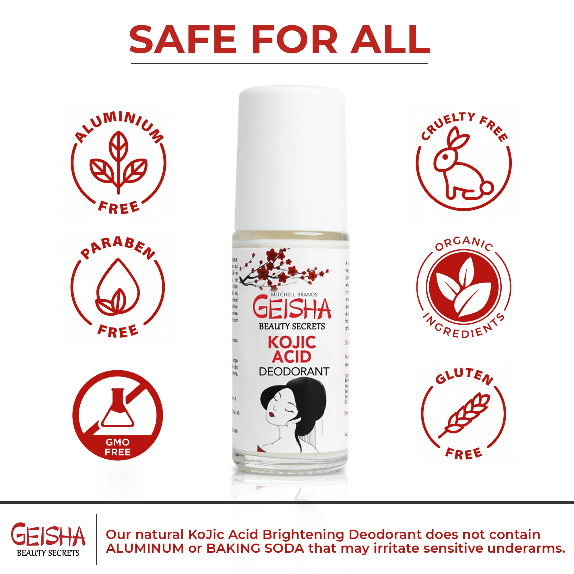 Geisha Brightening Deodorant - Kojic Acid Deodorant - 30ml / 1 fl oz - Image 5