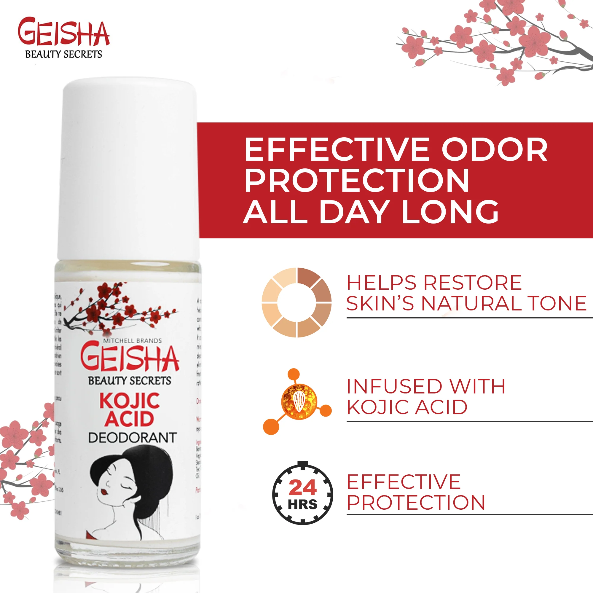 Geisha Brightening Deodorant - Kojic Acid Deodorant - 30ml / 1 fl oz - Image 6