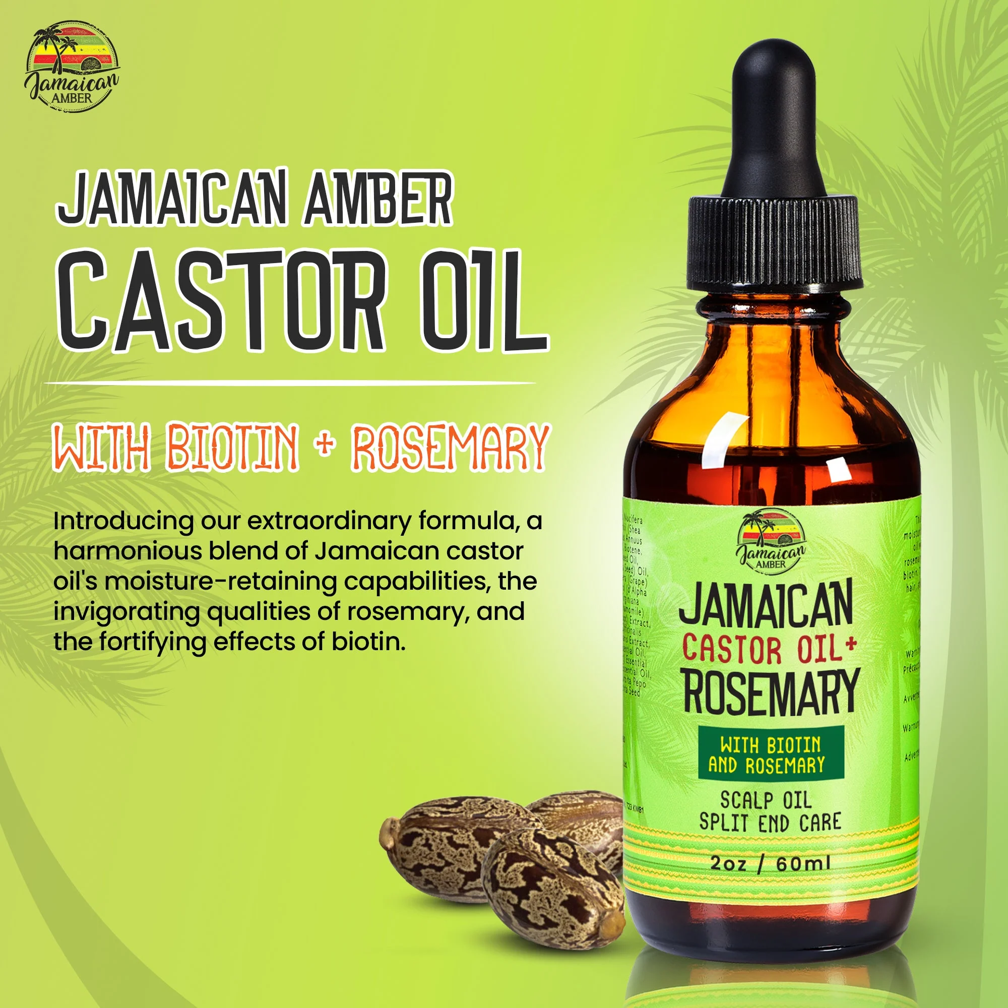 Jamaican Amber Jamaican Castor Oil & Rosemary Hair Oil  2 oz/60 ml - Image 14