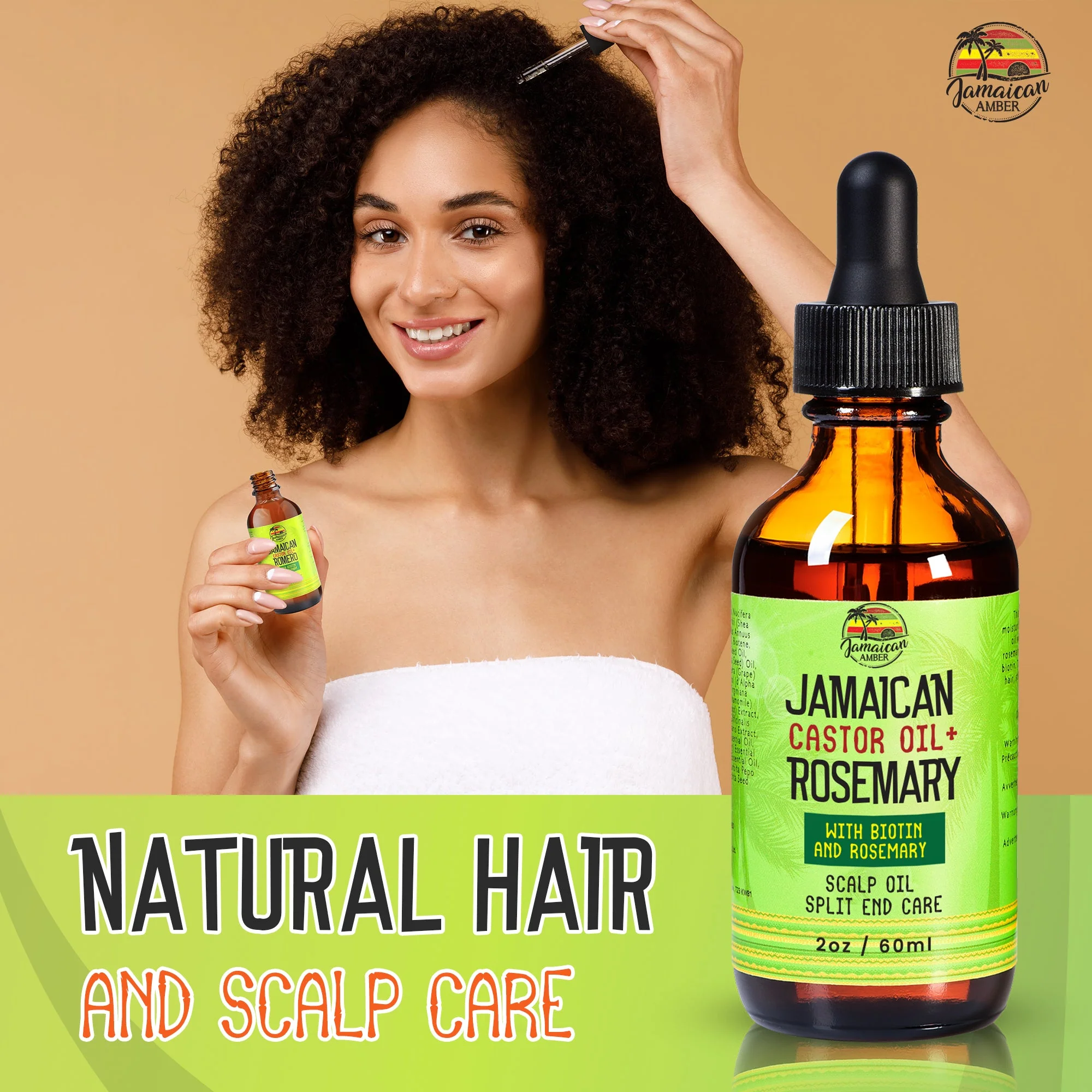 Jamaican Amber Jamaican Castor Oil & Rosemary Hair Oil  2 oz/60 ml - Image 6