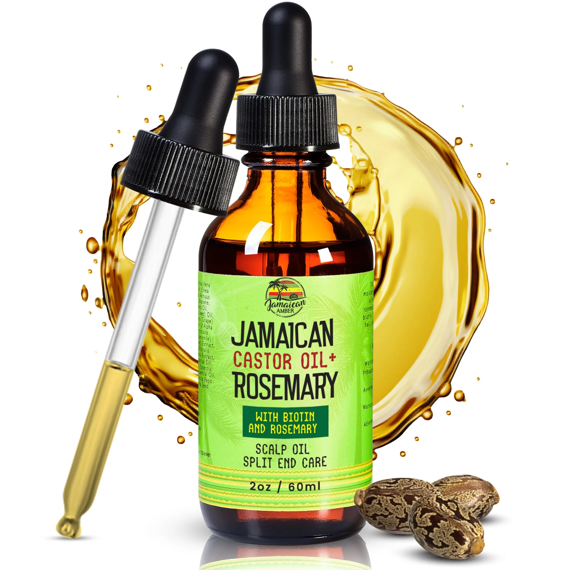 Jamaican Amber Jamaican Castor Oil & Rosemary Hair Oil  2 oz/60 ml - Image 8