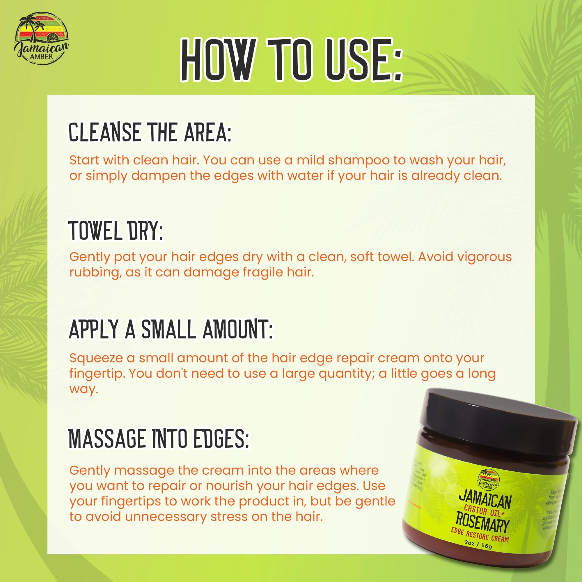 Jamaican Amber Jamaican Castor Oil & Rosemary Edge Restore Cream 2 oz/60 ml - Image 3