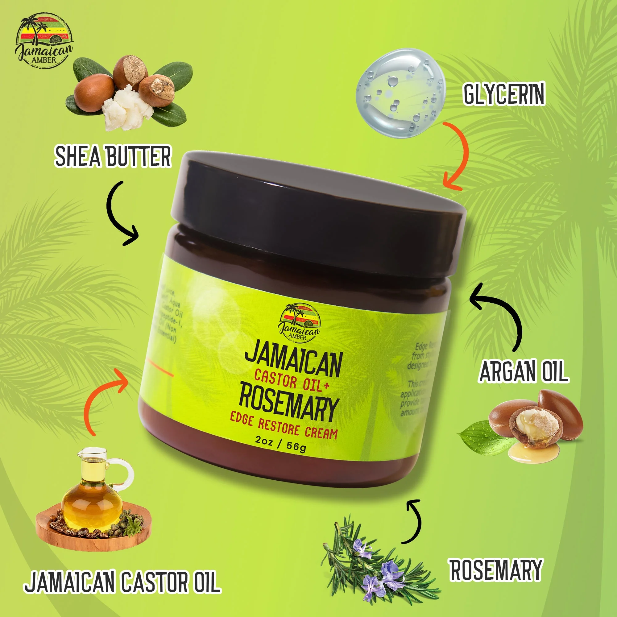Jamaican Amber Jamaican Castor Oil & Rosemary Edge Restore Cream 2 oz/60 ml - Image 5