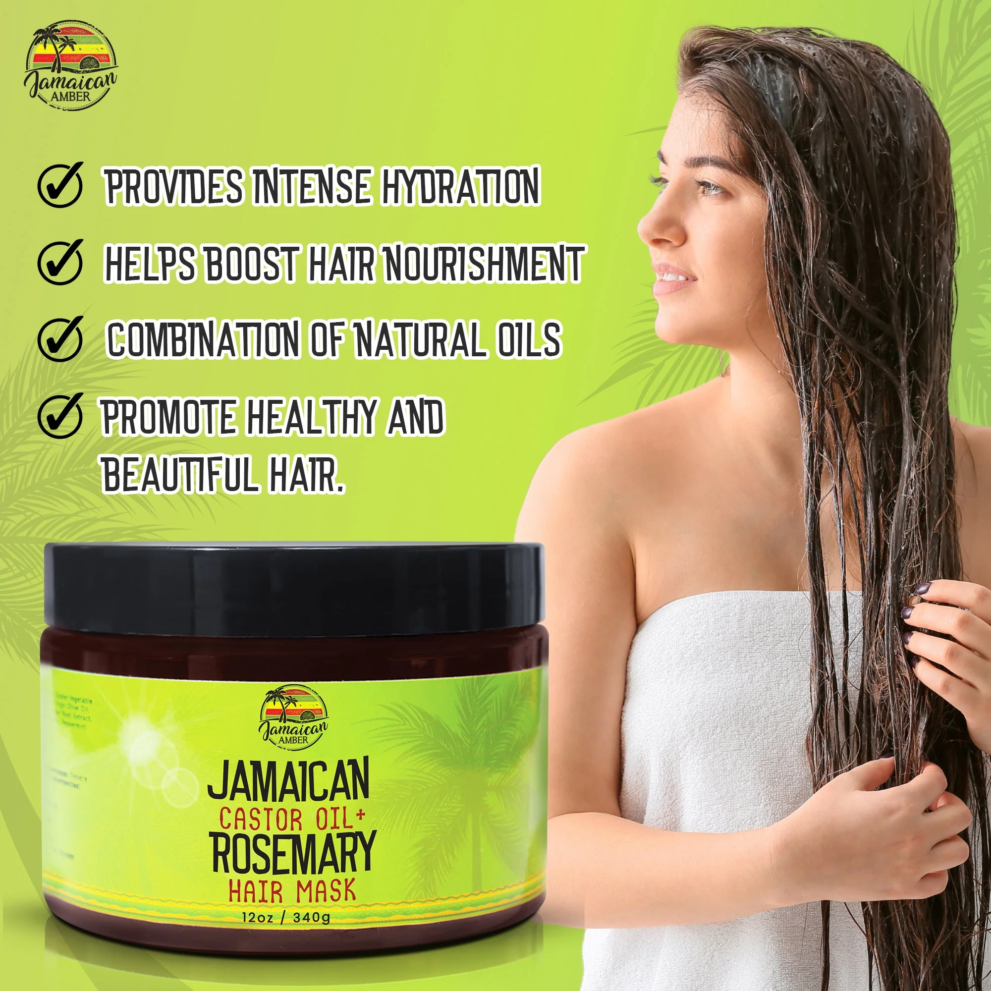 Jamaican Amber Jamaican Castor Oil & Rosemary Hair Mask 12 oz/354 ml - Image 5