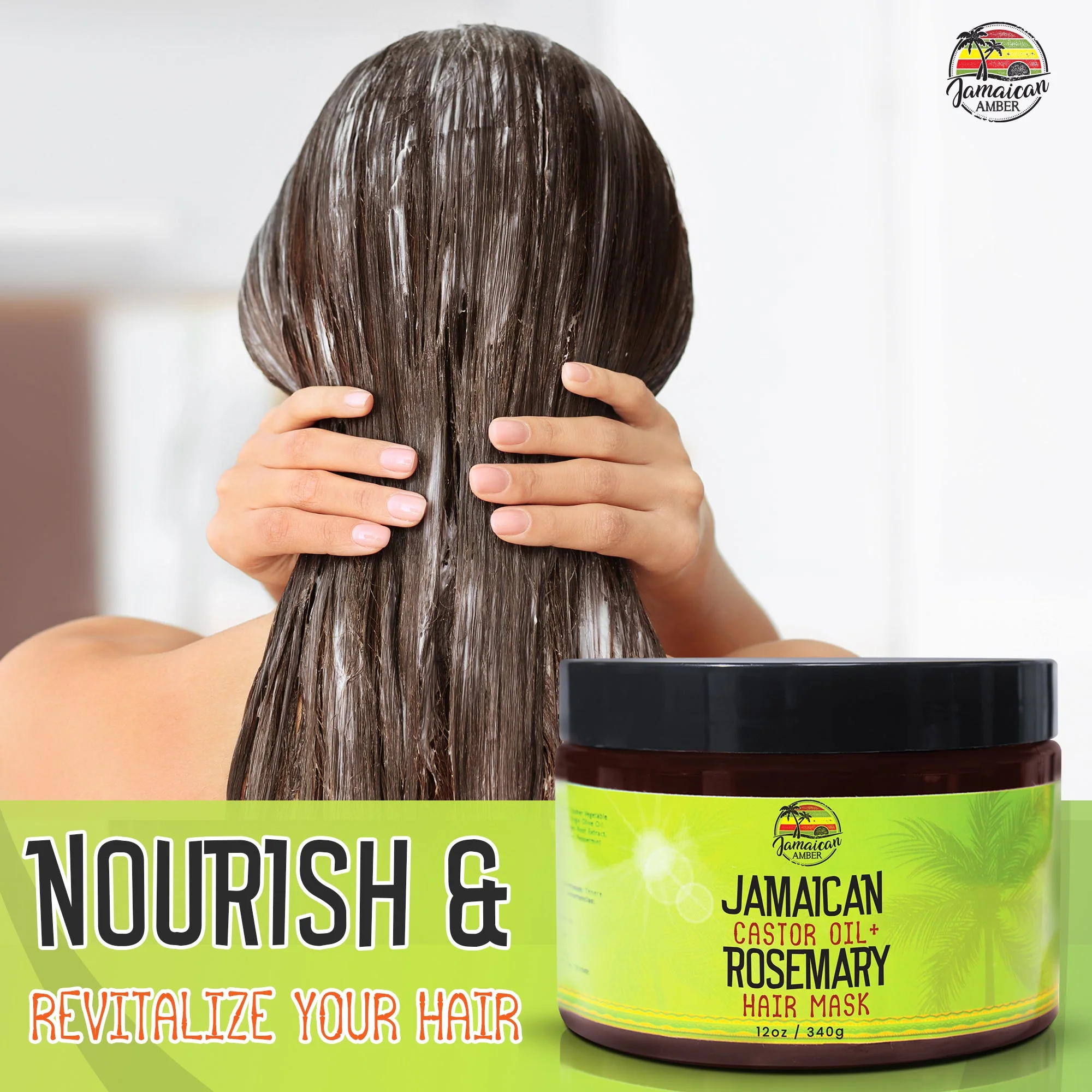 Jamaican Amber Jamaican Castor Oil & Rosemary Hair Mask 12 oz/354 ml - Image 7