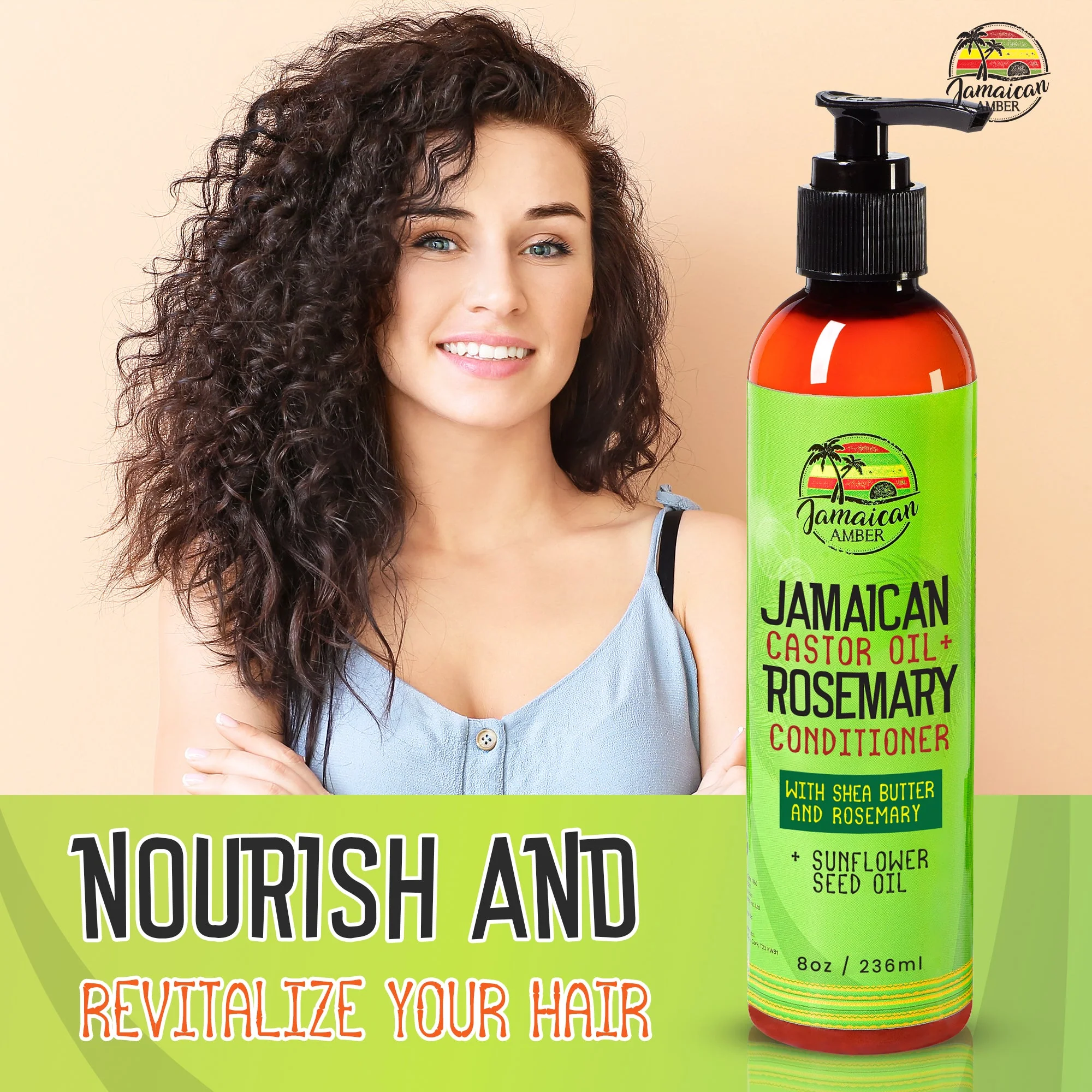 Jamaican Amber Jamaican Castor Oil & Rosemary Leave in Conditioner 8 oz/236 ml - Image 6