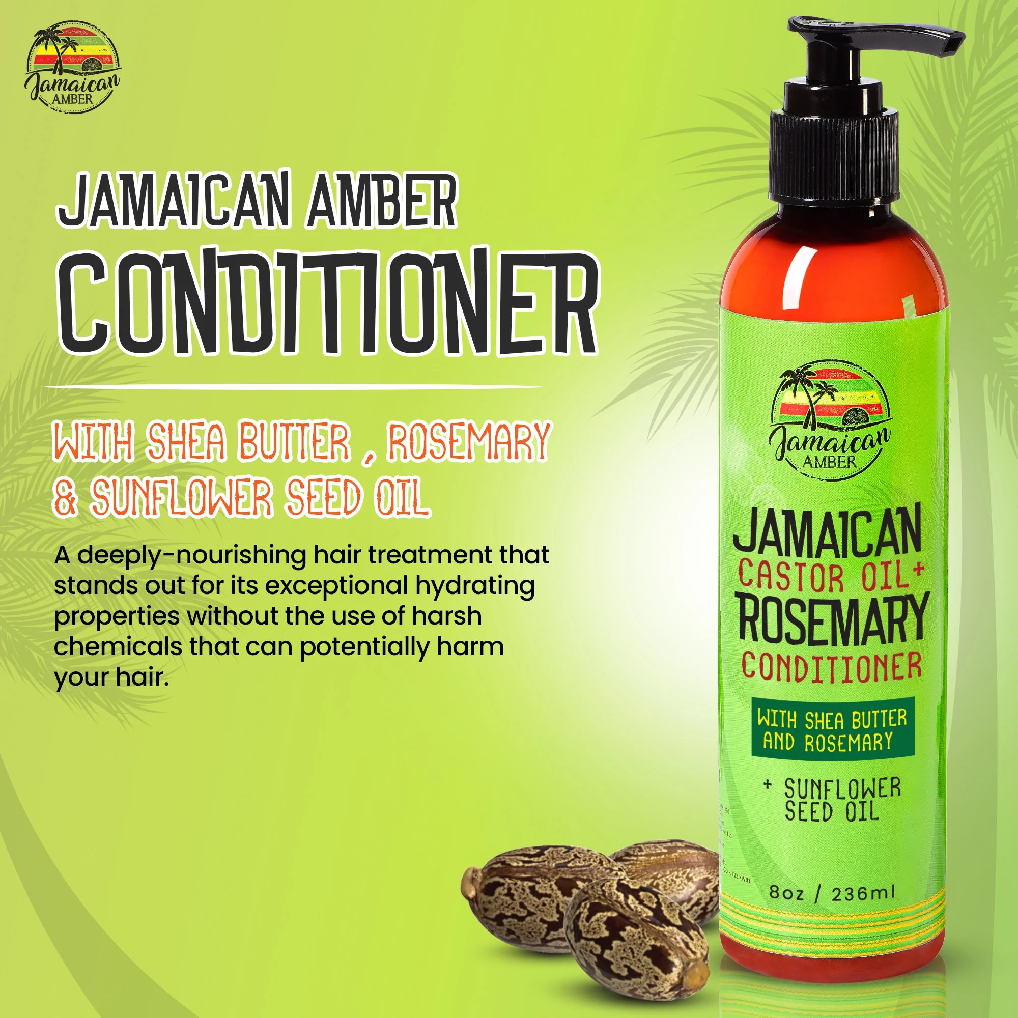 Jamaican Amber Jamaican Castor Oil & Rosemary Leave in Conditioner 8 oz/236 ml - Image 7
