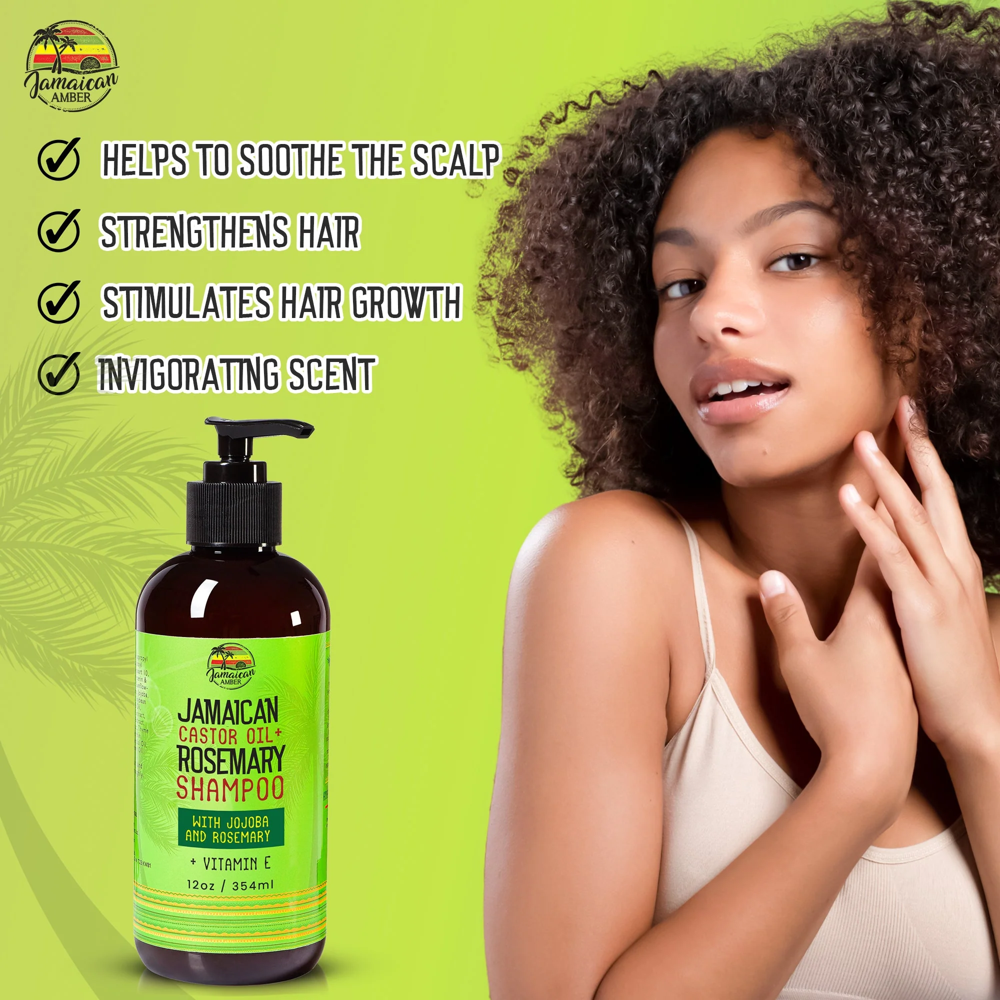Jamaican Amber Jamaican Castor Oil & Rosemary Shampoo 12 oz/354 ml - Image 4