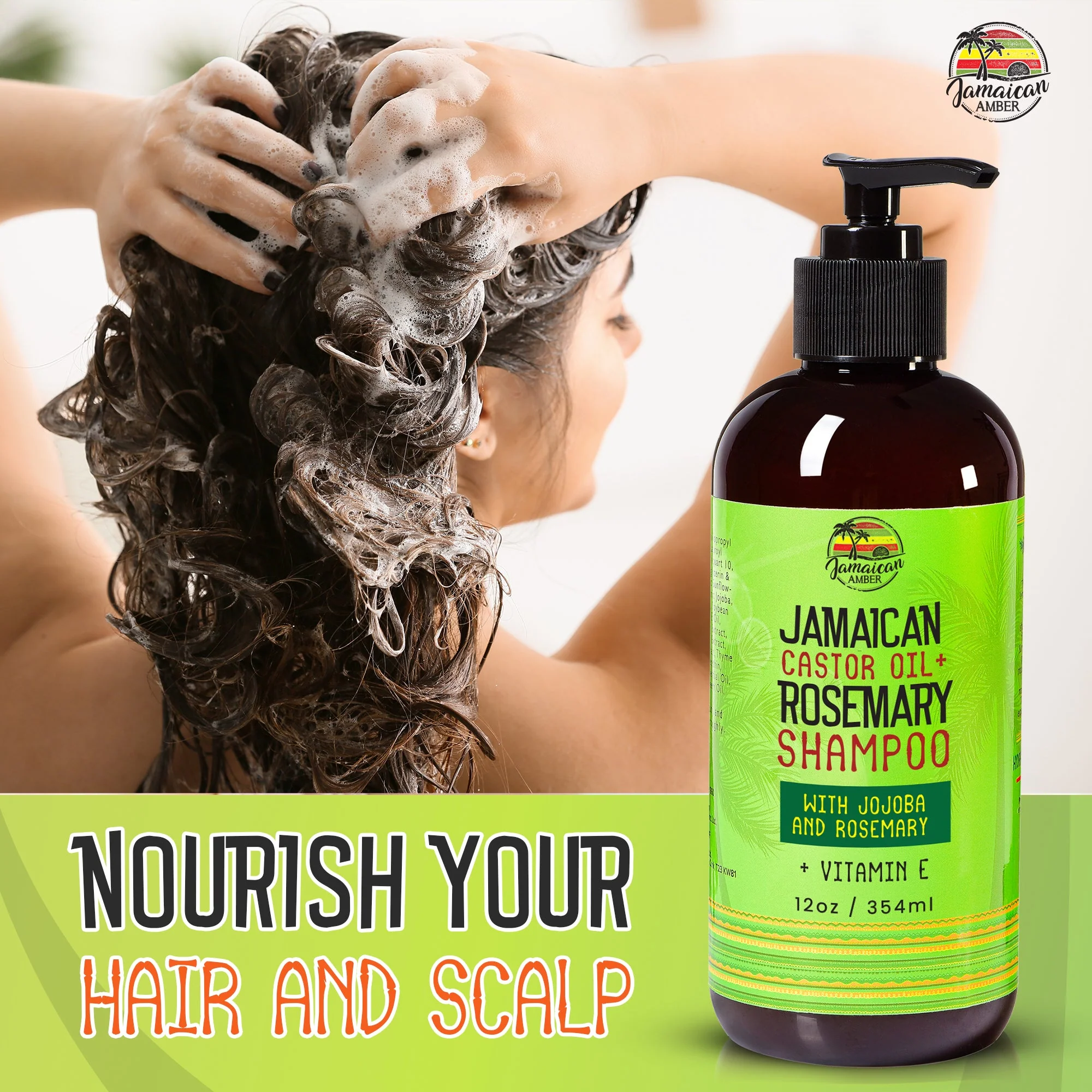 Jamaican Amber Jamaican Castor Oil & Rosemary Shampoo 12 oz/354 ml - Image 6