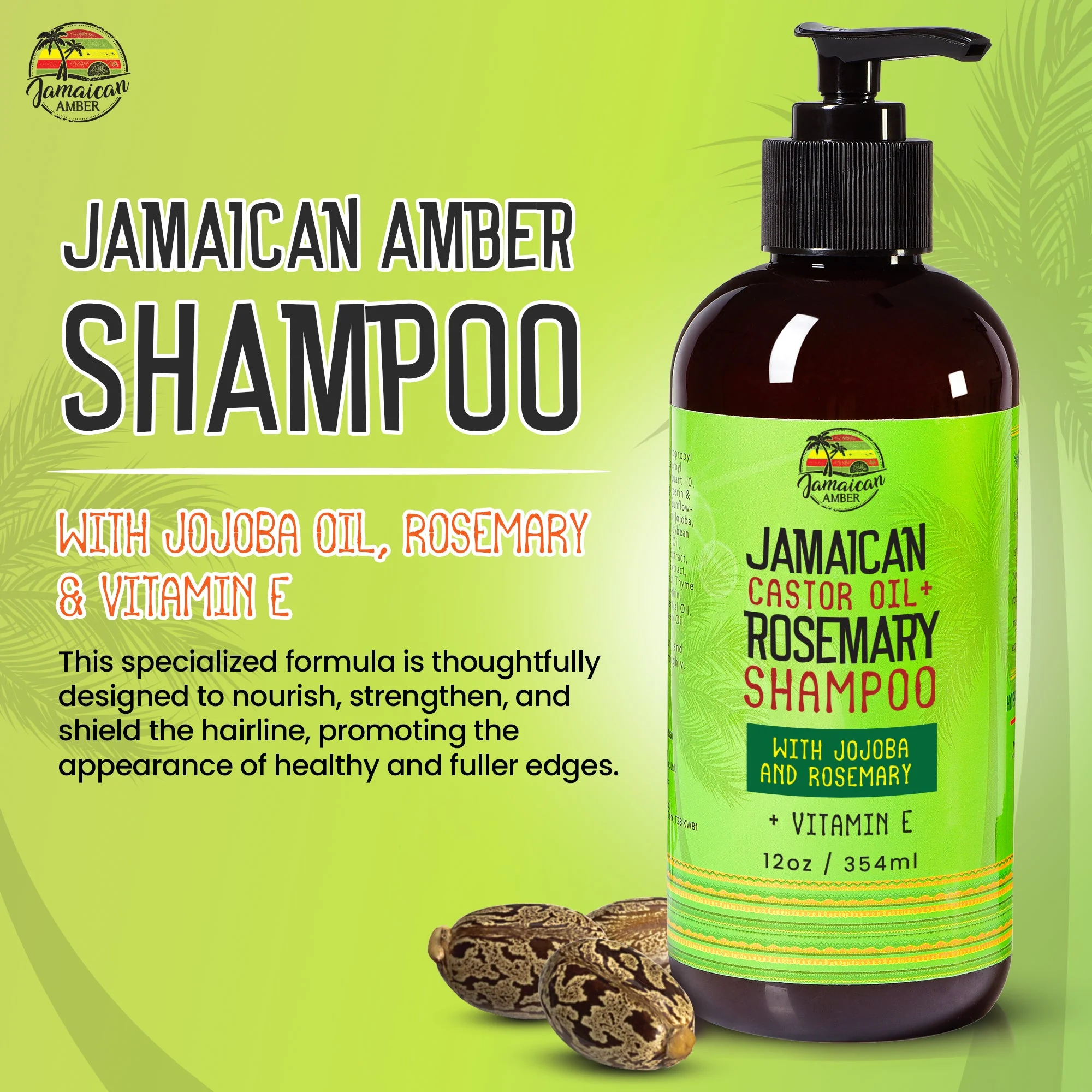 Jamaican Amber Jamaican Castor Oil & Rosemary Shampoo 12 oz/354 ml - Image 7