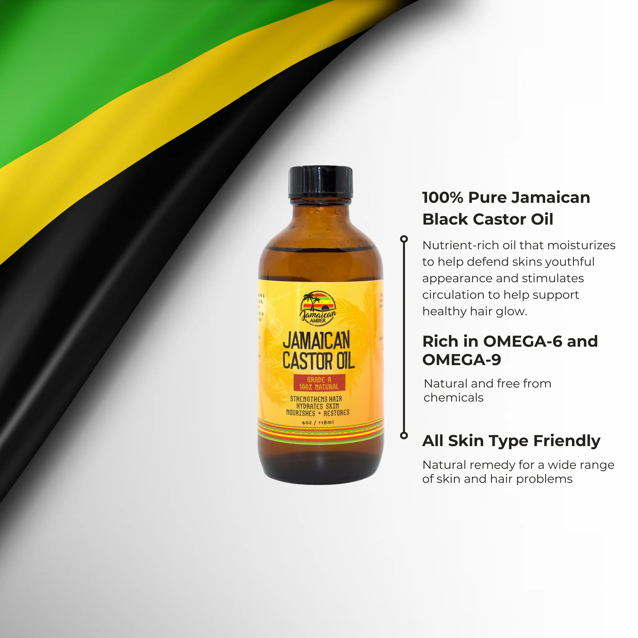 Jamaican Amber Jamaican Castor Oil 4 oz/118 ml - Image 3