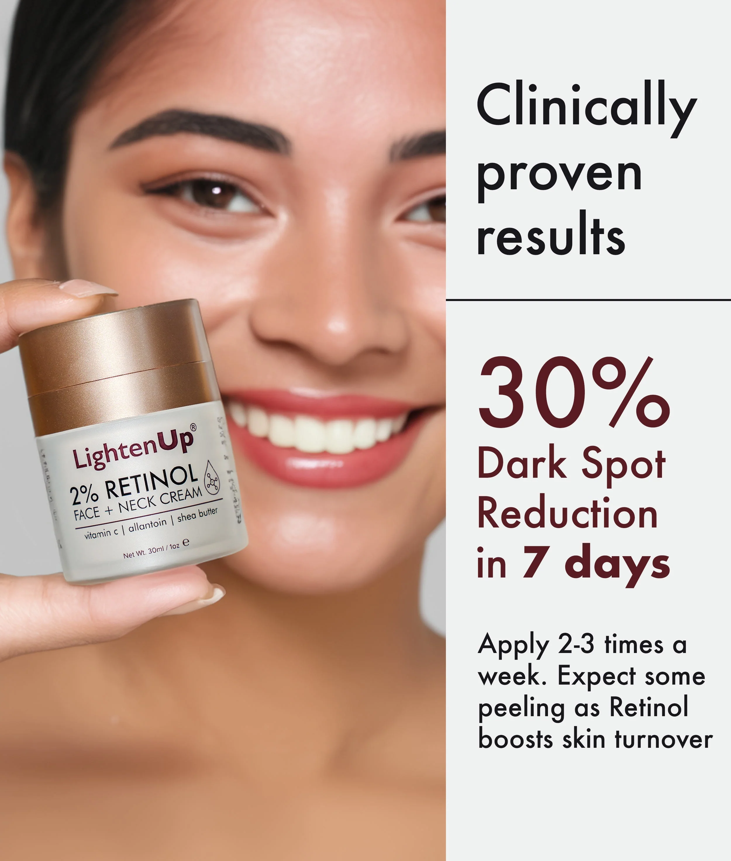LightenUp Anti-Aging 2% Retinol Face And Neck Cream 30ml / 1 fl oz - Image 4