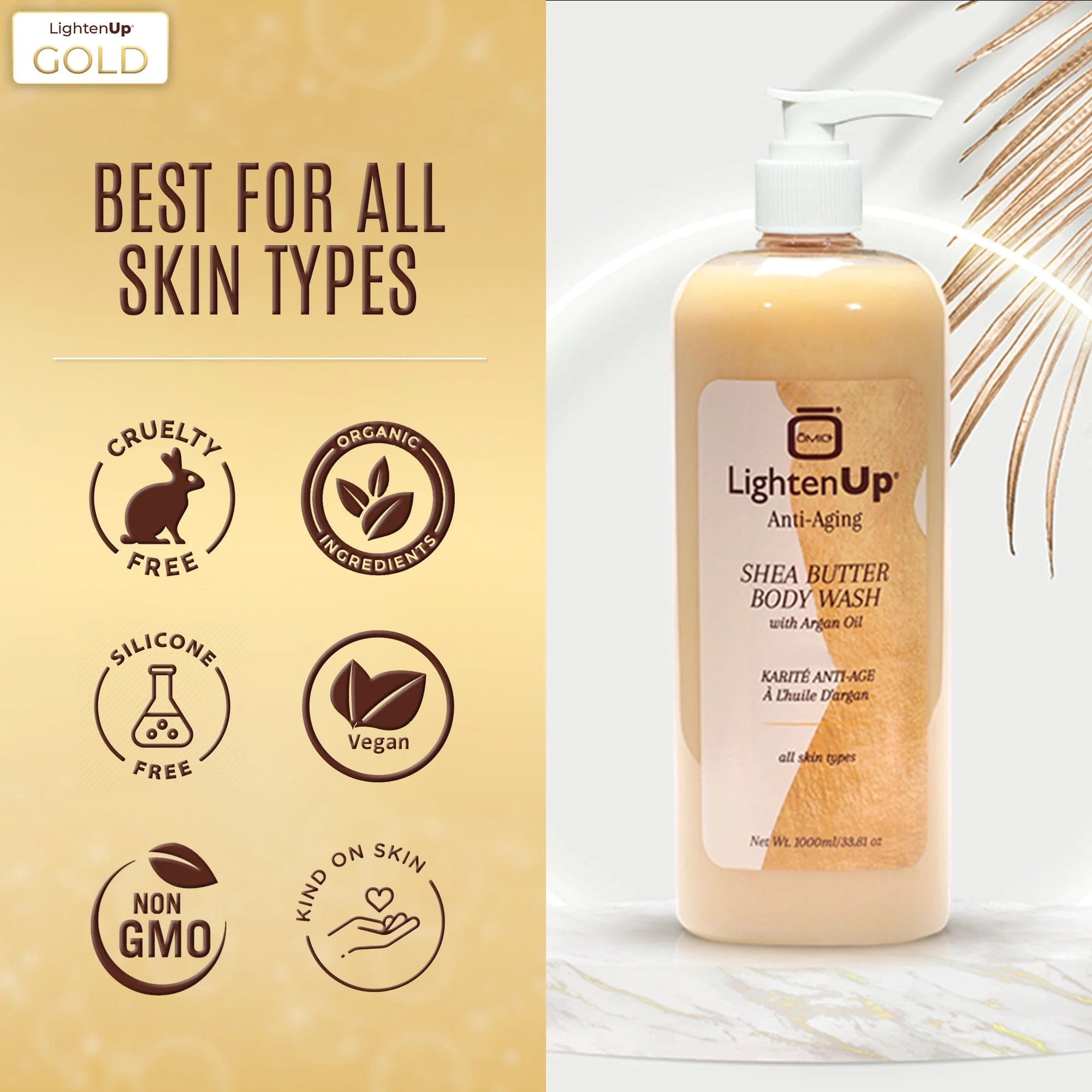 LightenUp Anti-Aging Shea Butter Body Wash 1000ml / 33.8 fl oz - Image 6