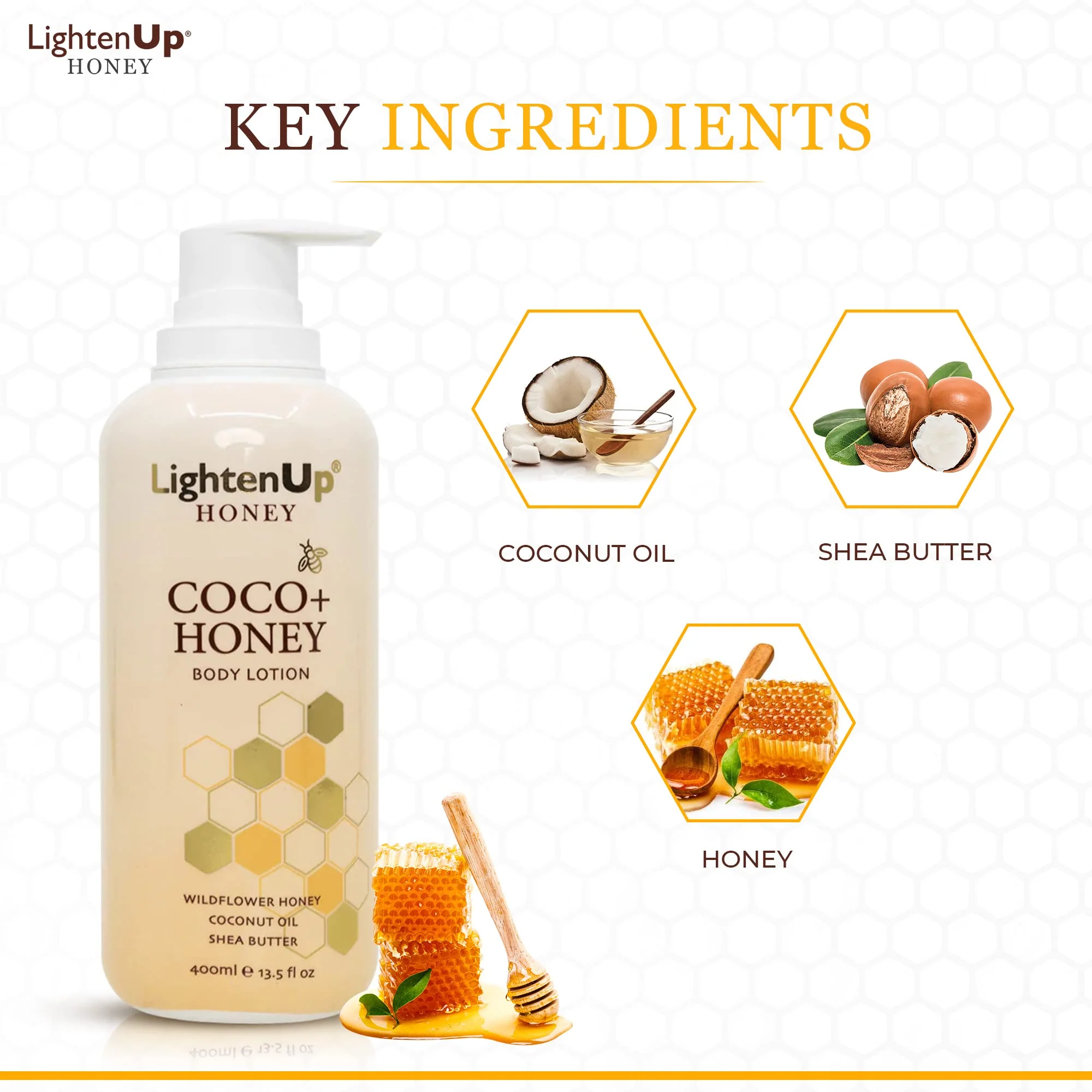 LightenUp Honey Coco Body Lotion 400ml - Image 7