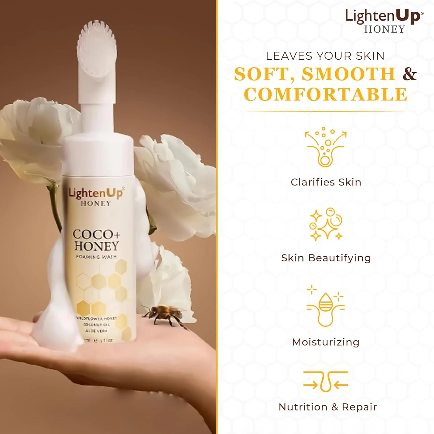 LightenUp Honey Foaming Wash 150ml - Image 3