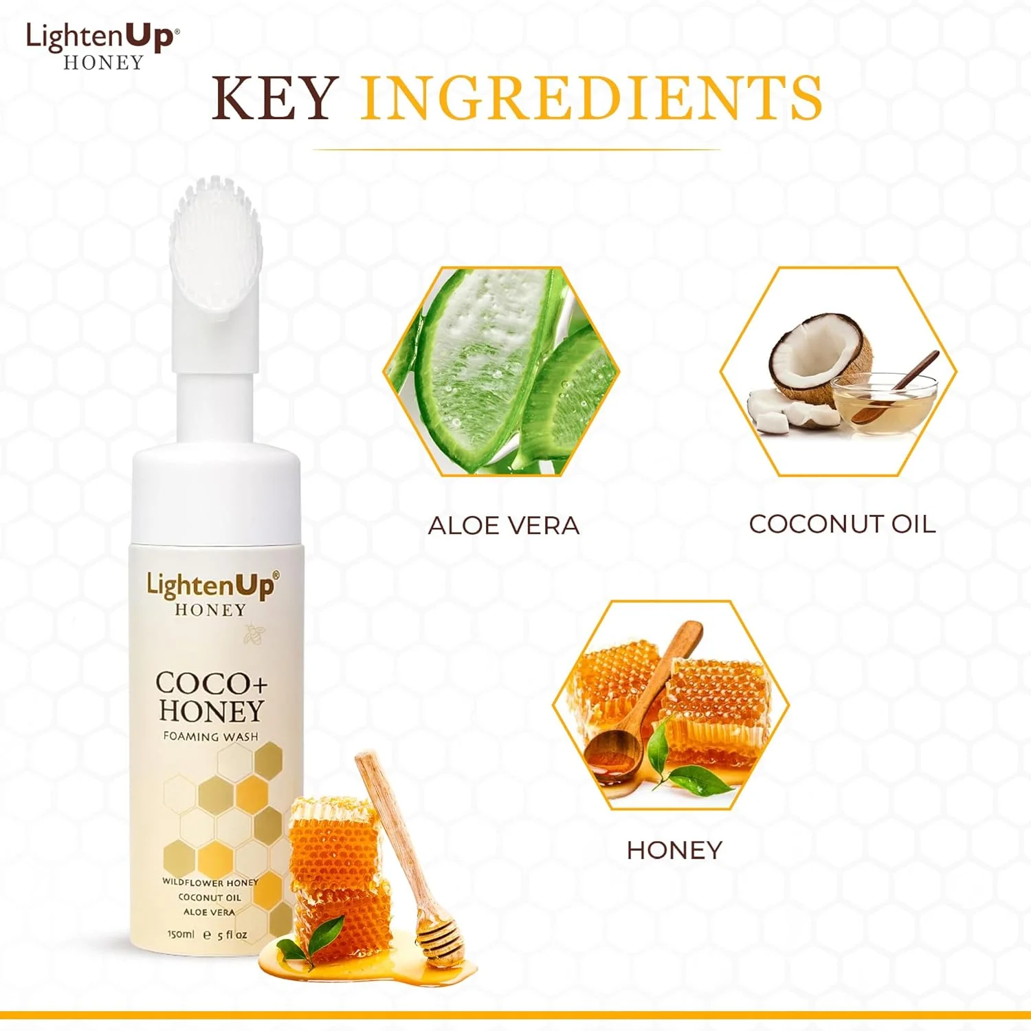 LightenUp Honey Foaming Wash 150ml - Image 6