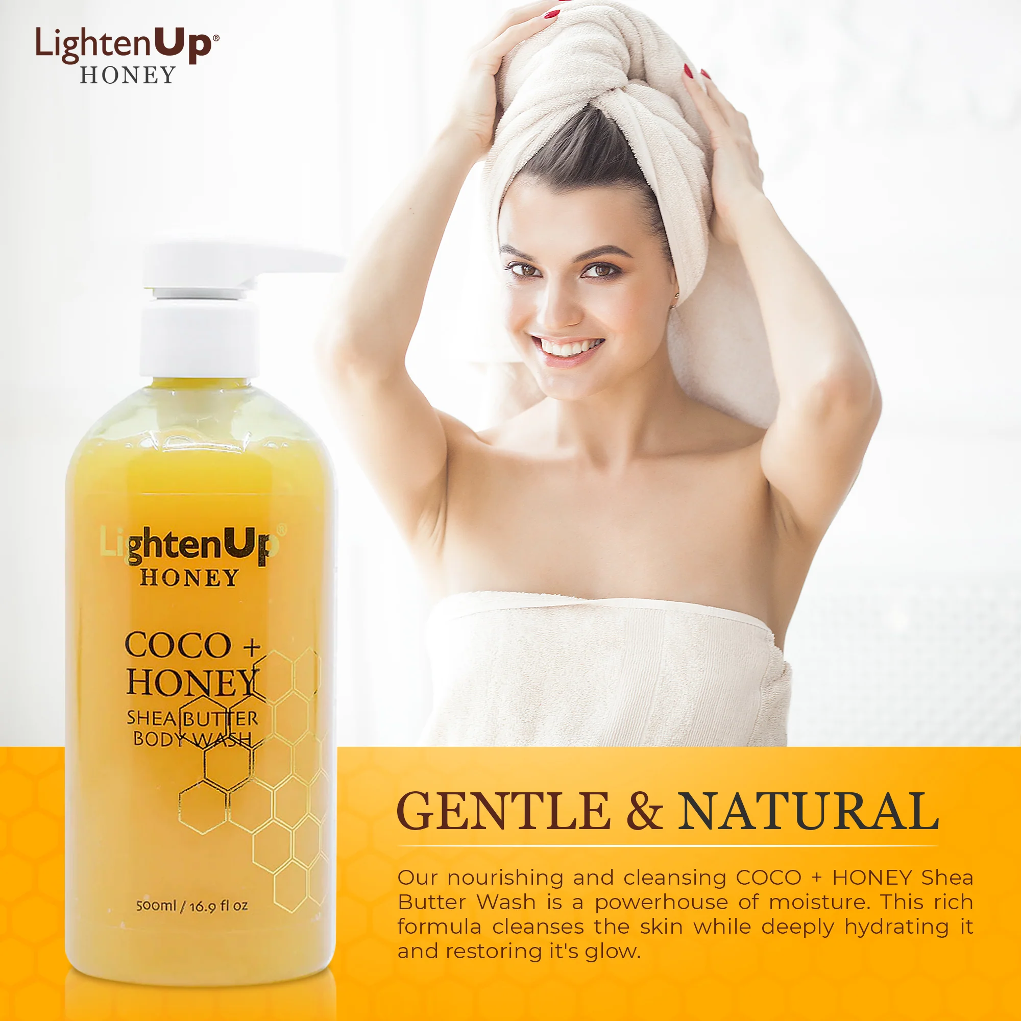 LightenUp Honey Shower Gel 500ml - Image 4