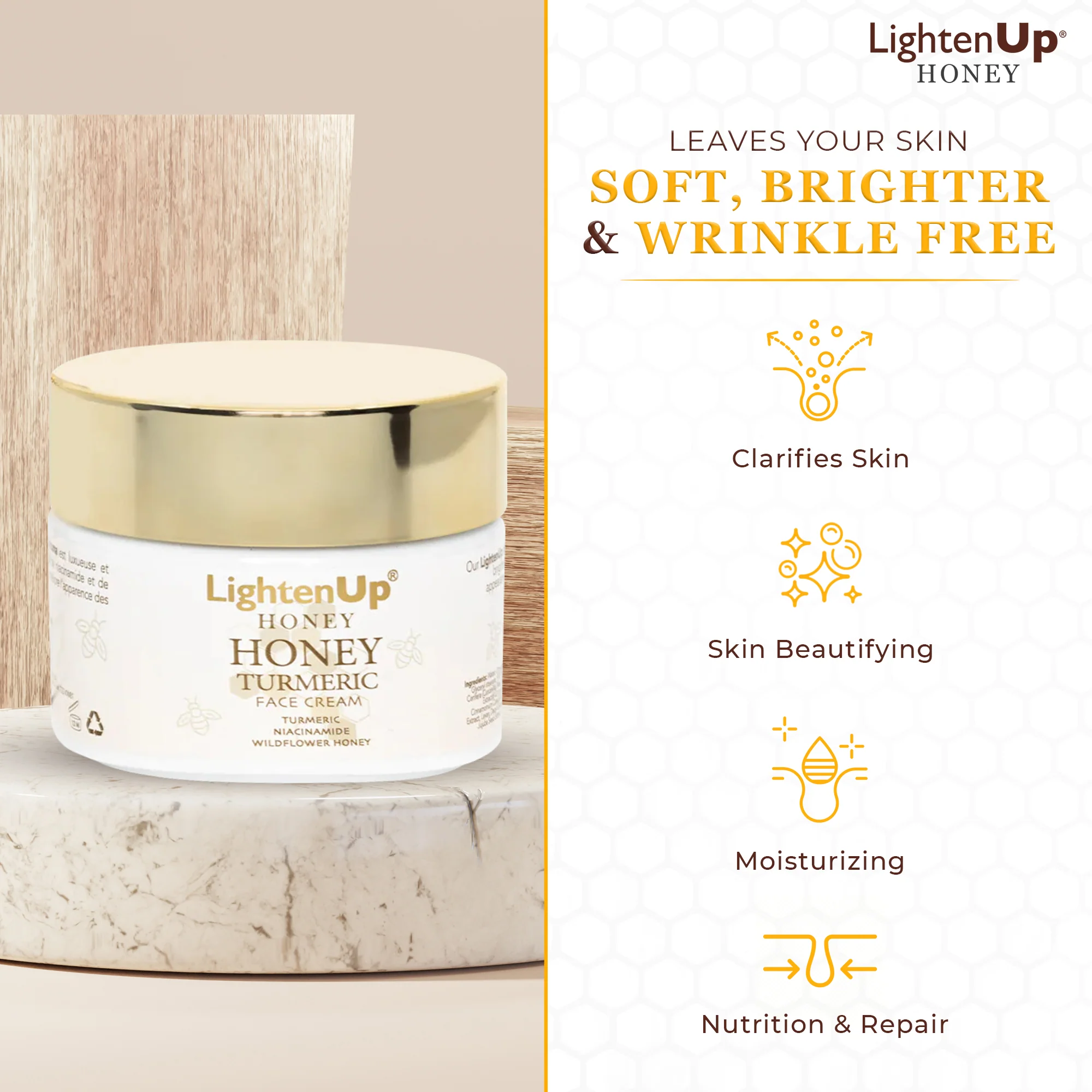 LightenUp Honey Turmeric Brightening Face Cream 100ml / 3.4 fl oz - Image 6