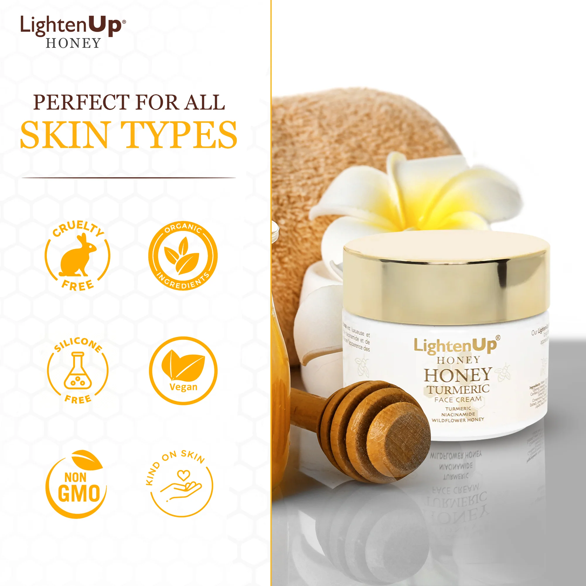 LightenUp Honey Turmeric Brightening Face Cream 100ml / 3.4 fl oz - Image 7