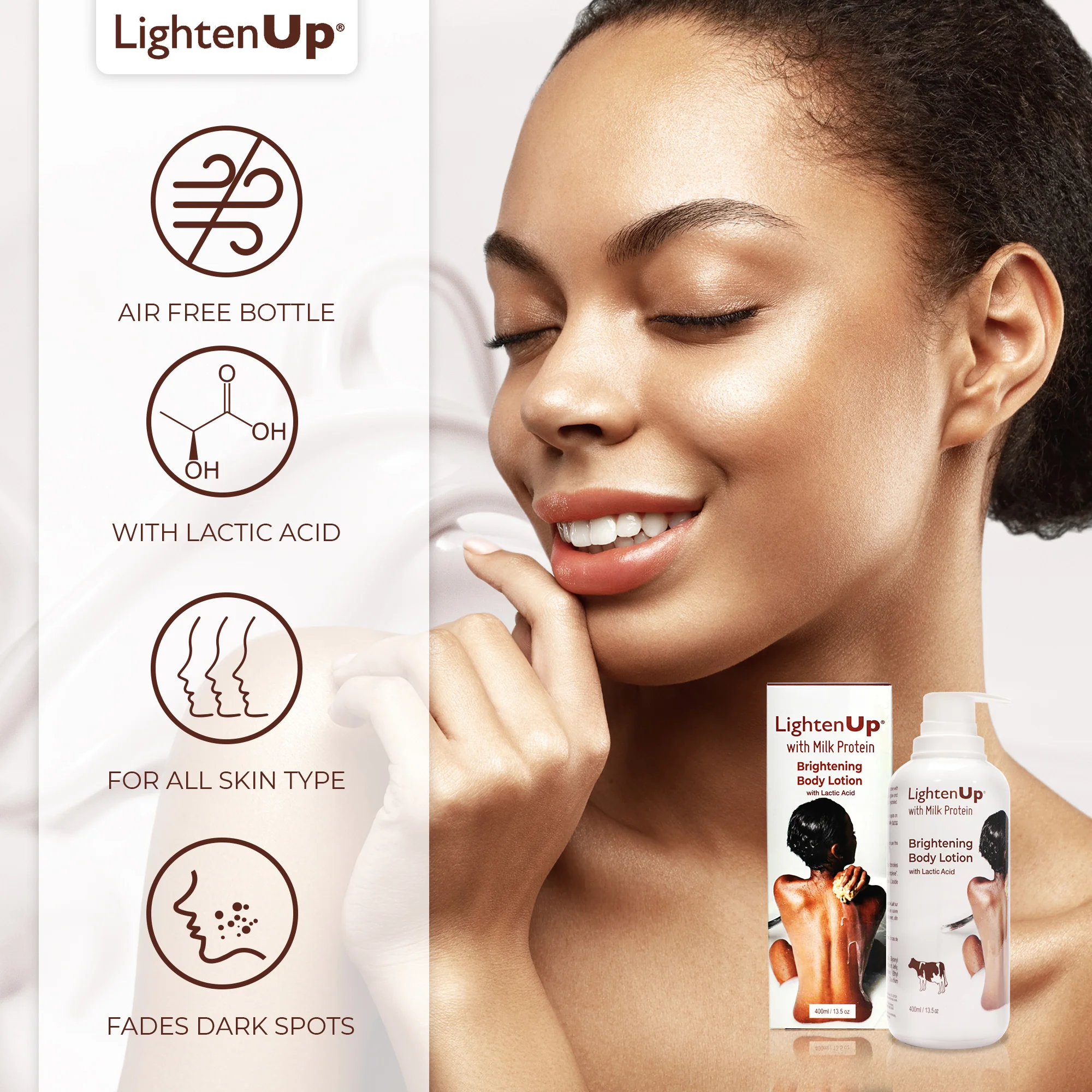 LightenUp Milk Protein Active Brightening Body Lotion 400ml / 13.5 fl oz - Image 4