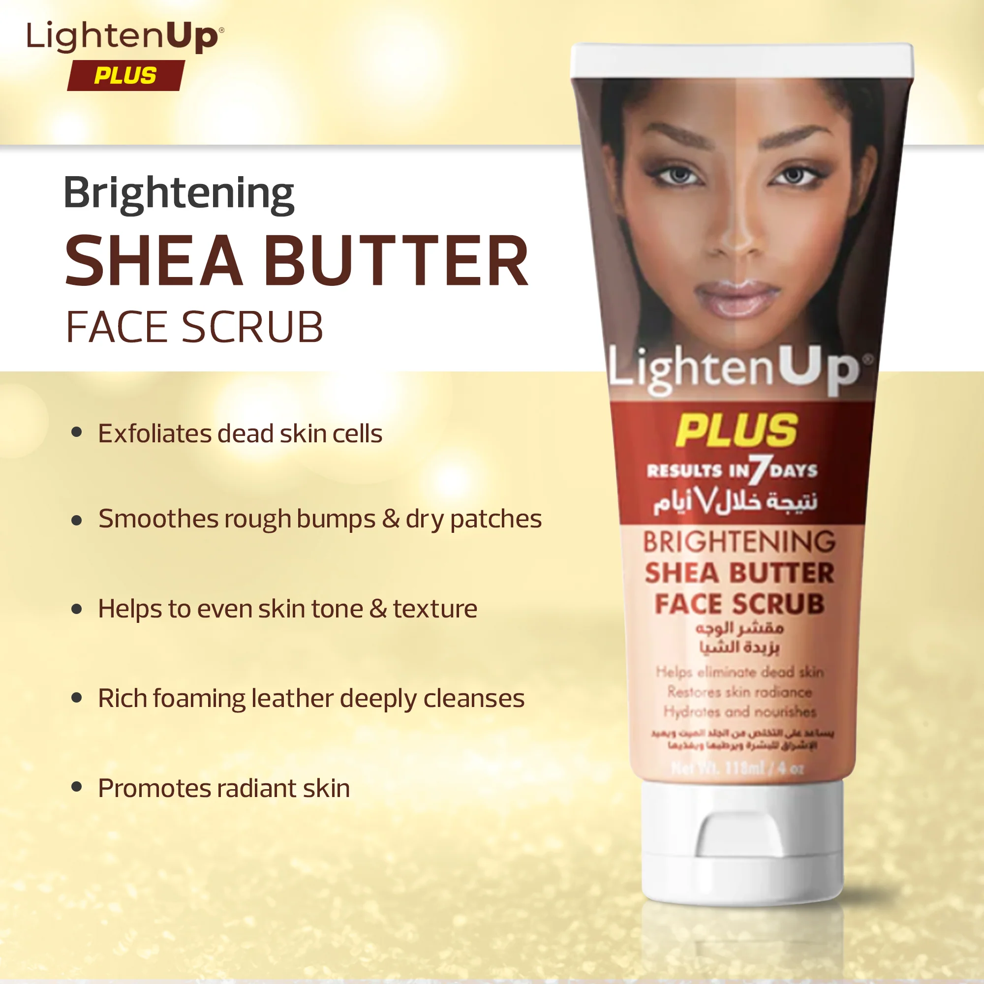 LightenUp Plus Brightening Shea Butter Face Scrub 118ml / 4 fl oz - Image 3