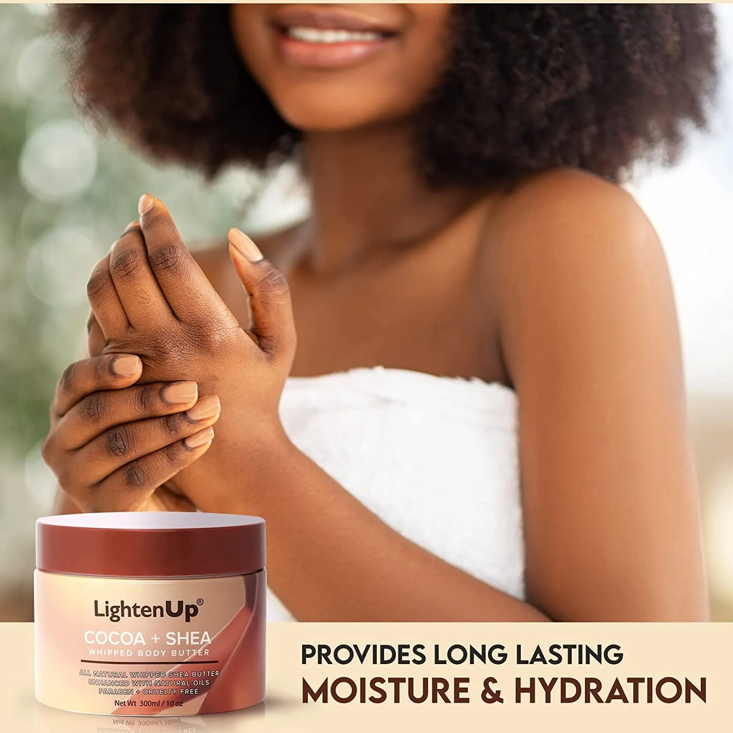LightenUp Plus Cocoa Shea Body Butter Jar 300ml / 10 fl oz - Image 6