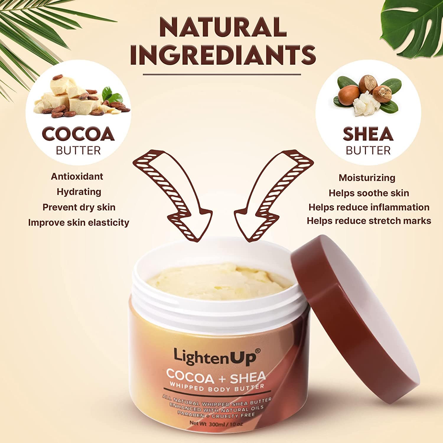 LightenUp Plus Cocoa Shea Body Butter Jar 300ml / 10 fl oz - Image 8