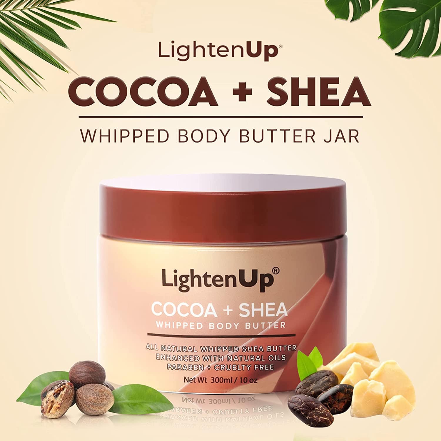 LightenUp Plus Cocoa Shea Body Butter Jar 300ml / 10 fl oz - Image 9