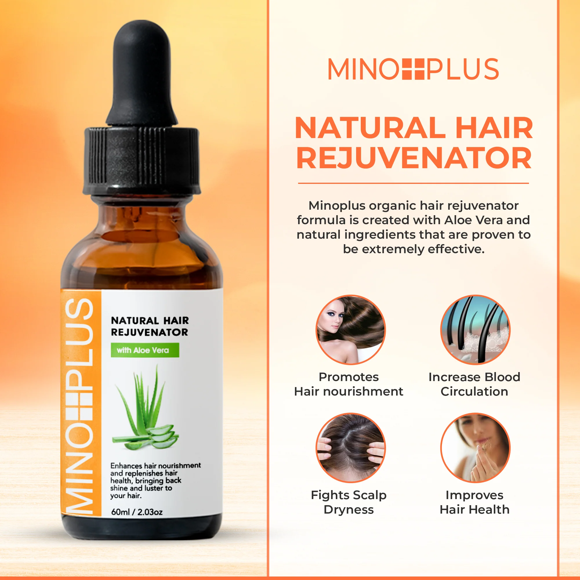 Minoplus Hair Growth Rejuvenator with Aloe Juice - 60ml / 1 oz - Image 3
