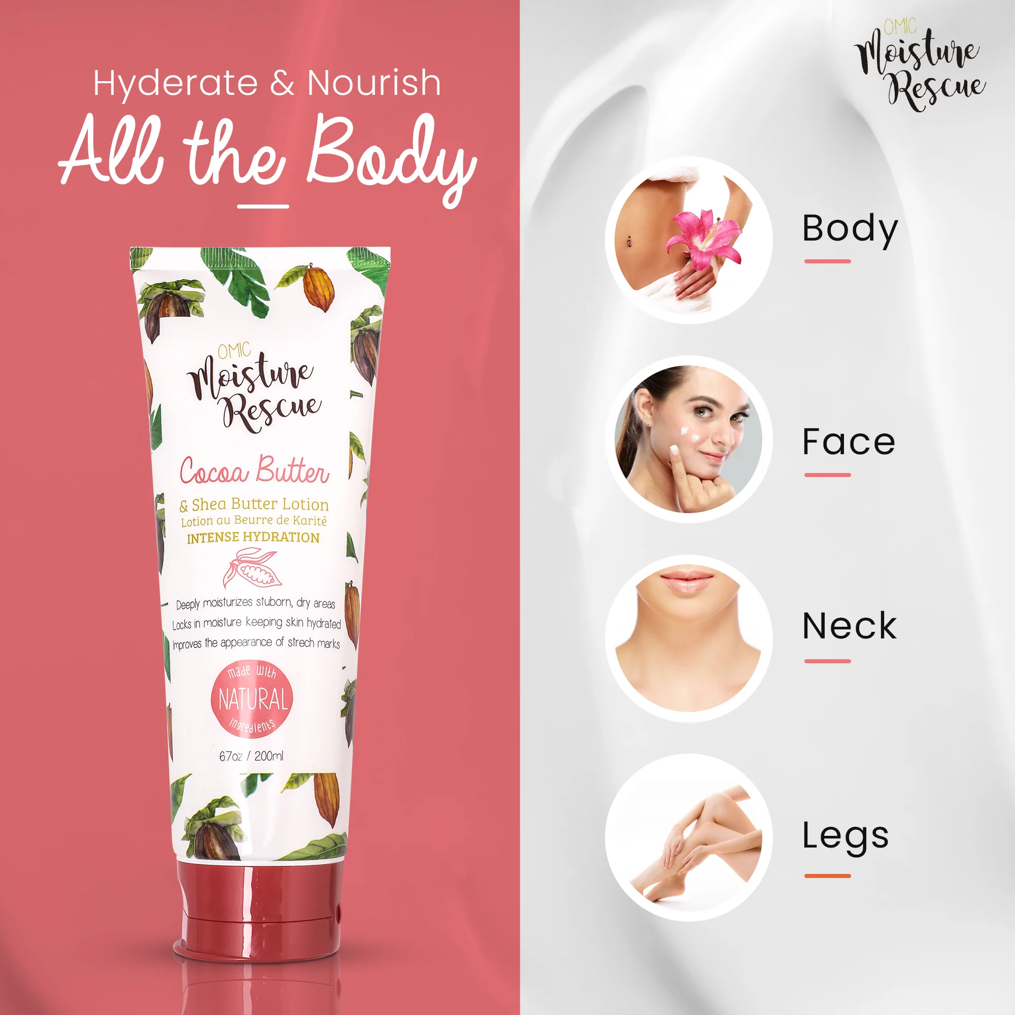 Moisture Rescue Shea Butter Lotion Tube with Cocoa Butter - 200 ml - Image 5