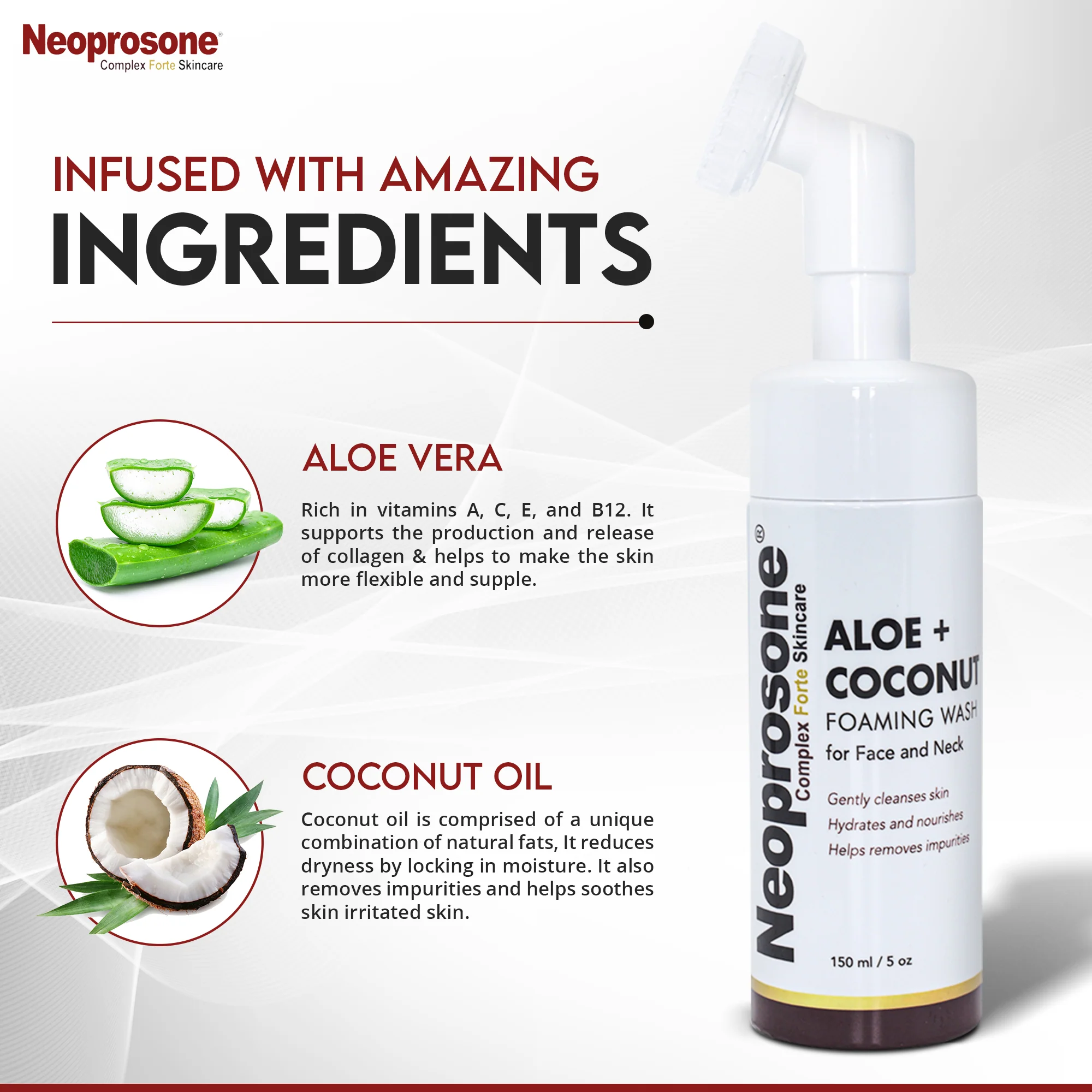 Neoprosone Foaming Wash With Aloe And Coconut 150ml / 5 fl oz - Image 4