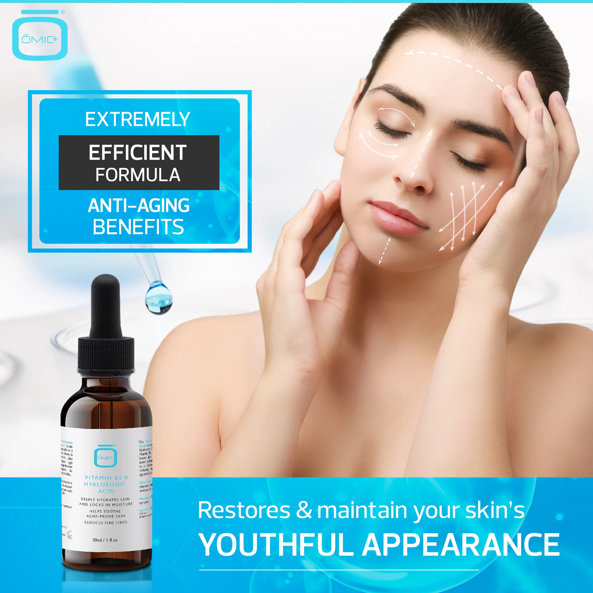 Omic+ Vitamin B5 & Hyaluronic Serum - 30ml / 1 Fl Oz - Image 4