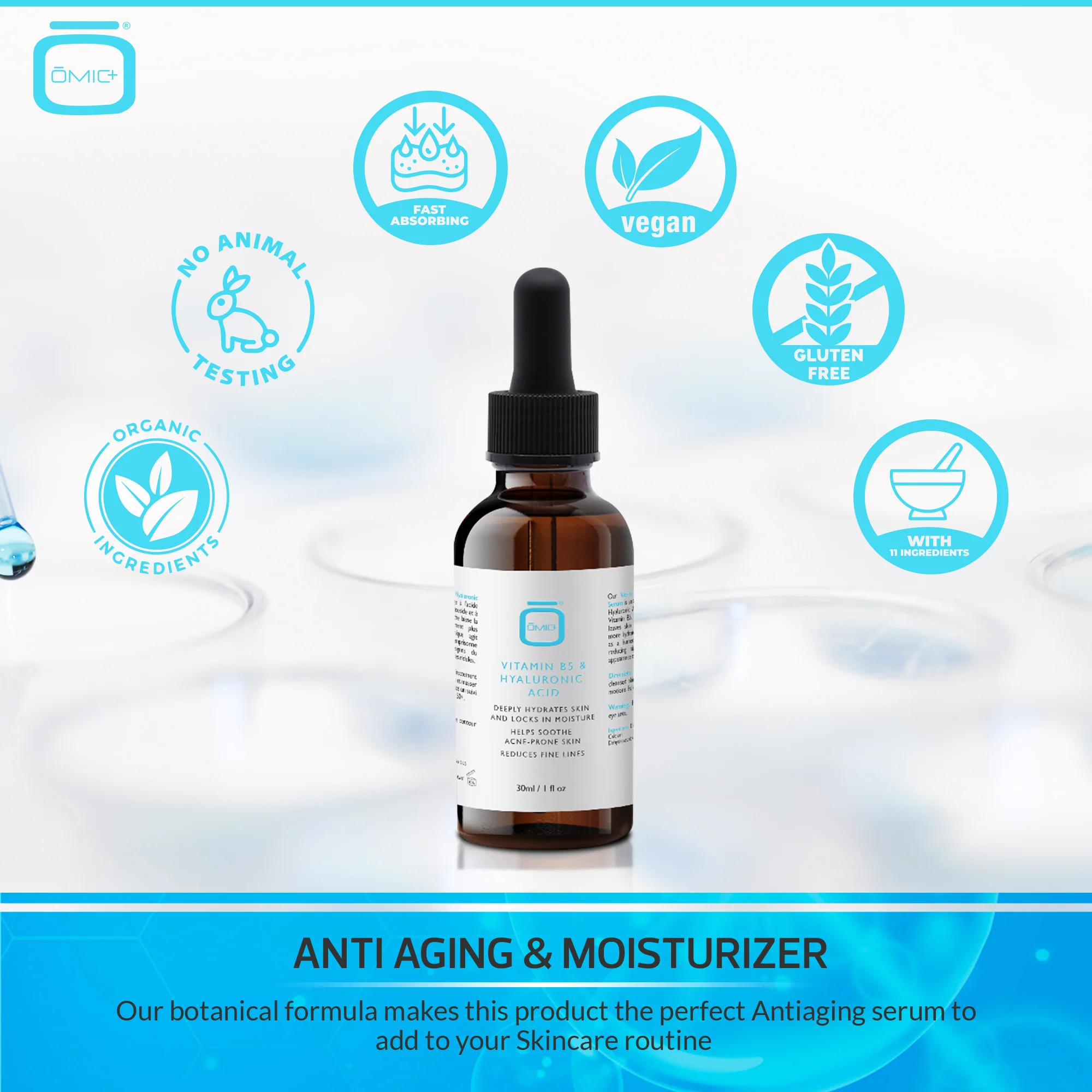 Omic+ Vitamin B5 & Hyaluronic Serum - 30ml / 1 Fl Oz - Image 7