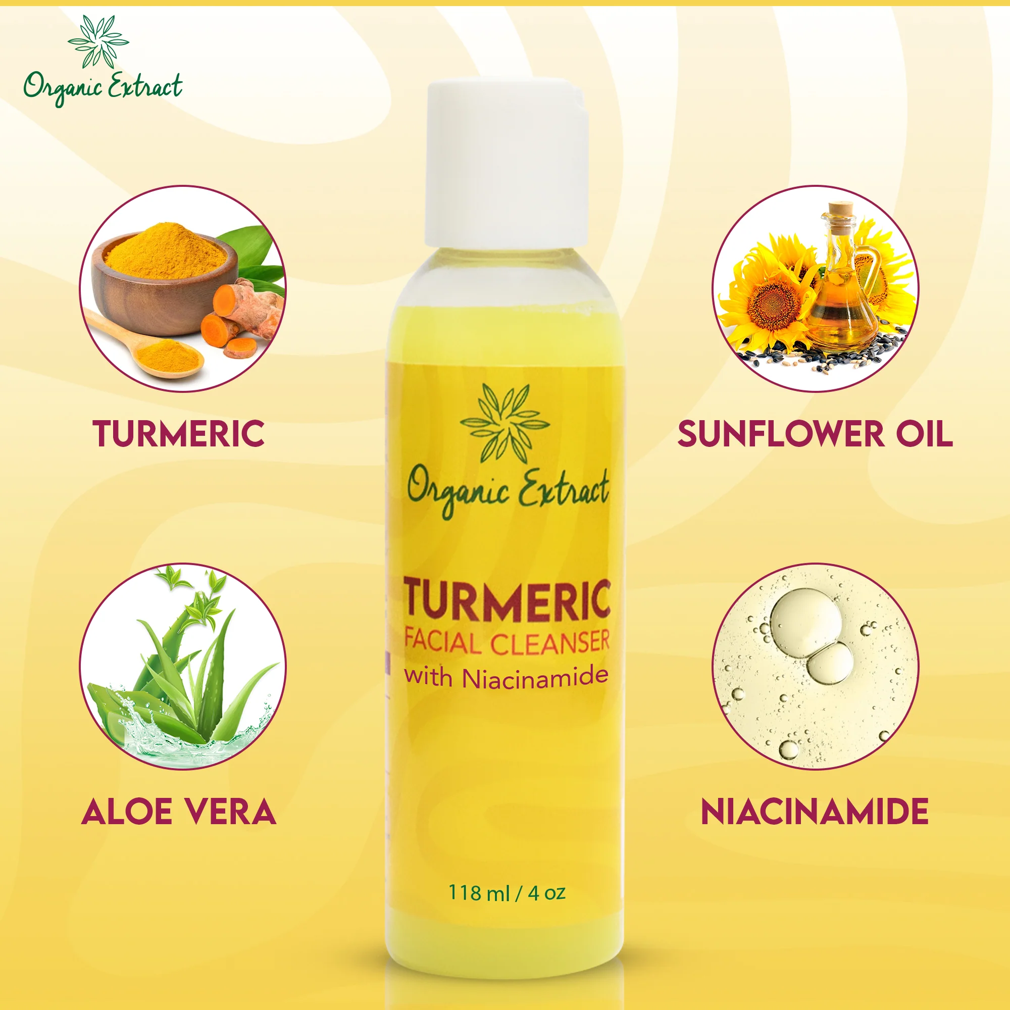 Organic Extract Turmeric Facial Cleanser 4 oz/118 ml - Image 4