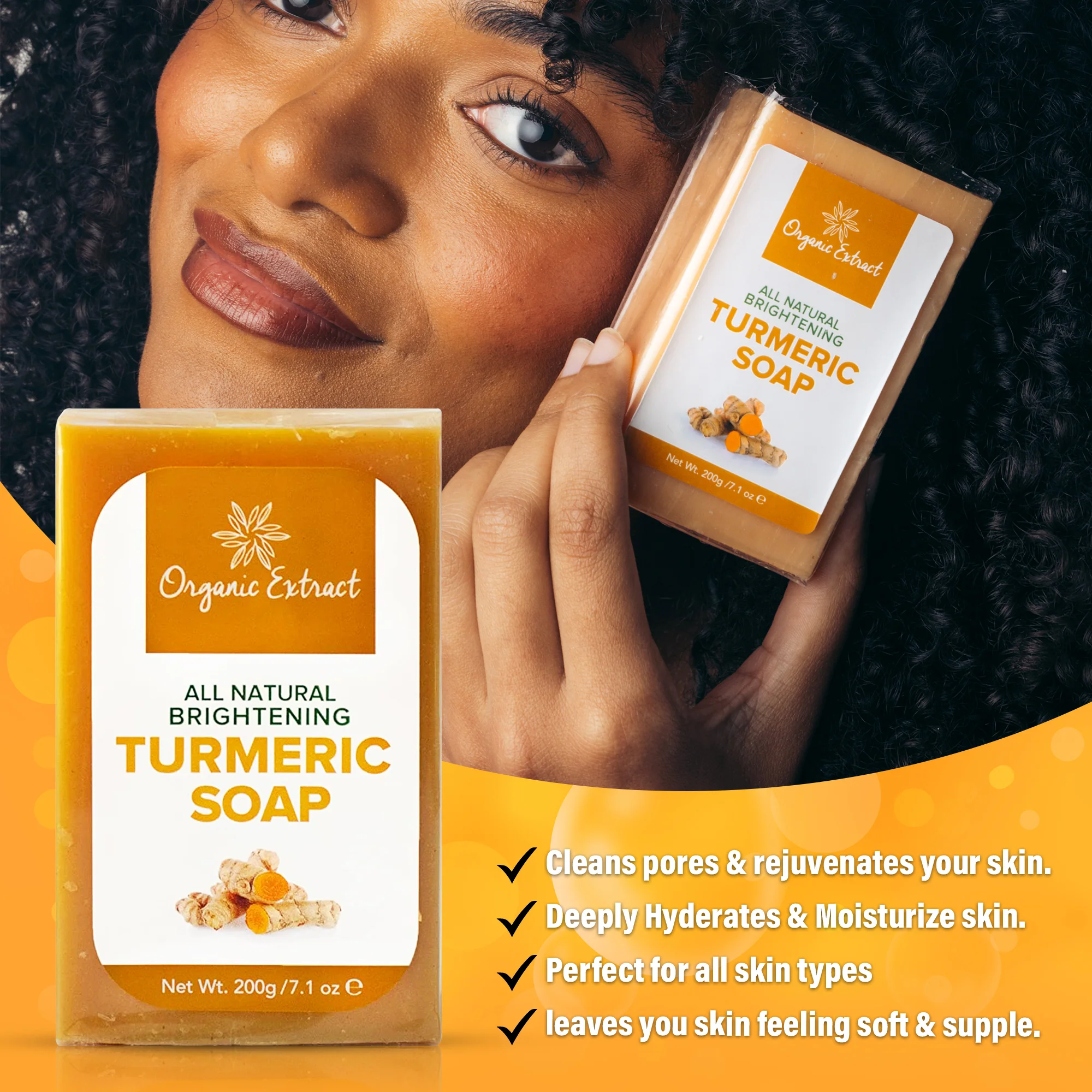 Organic Extract Turmeric Soap 200g - Image 4