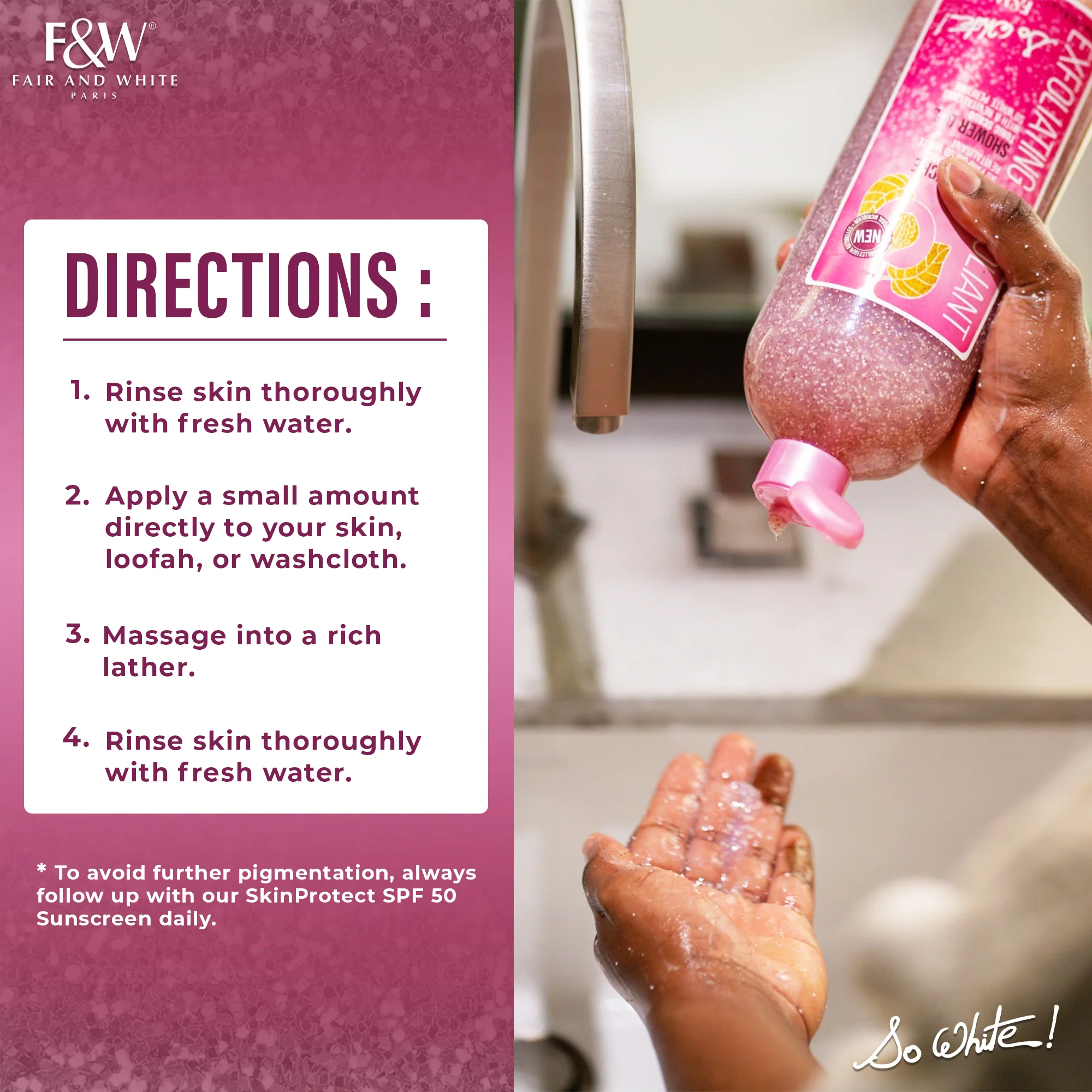 So White Exfoliating Shower Gel With Tonic Scrub 940ml - Image 6